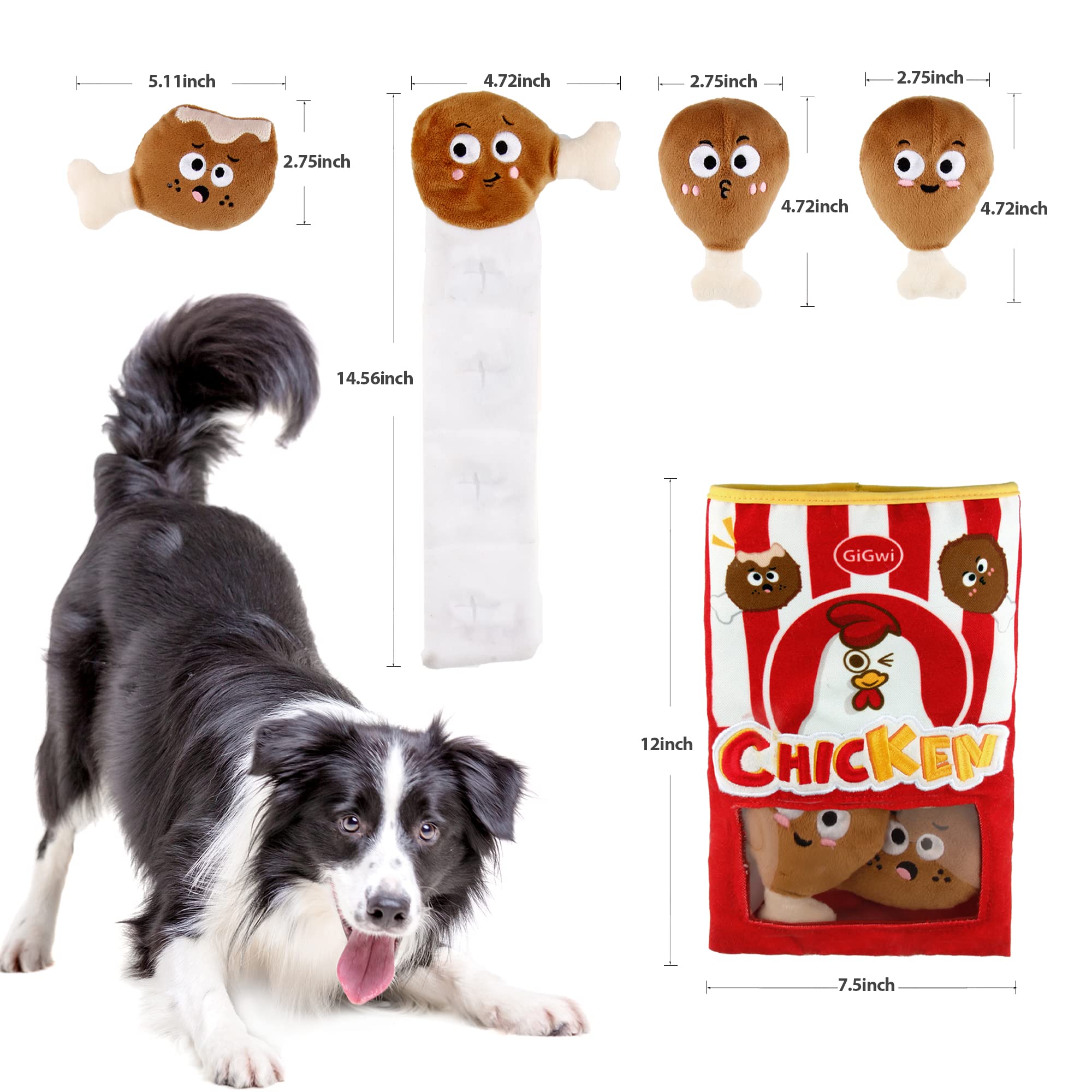 Gigwi Interactive Squeaky Dog Toys for Small Medium Large Dogs - Hide & Seek Puzzle Toys for IQ Training, Boredom Relief & Mental Stimulation - Funny Crinkle Dog Toy Set with Bucket - Perfect for Indoor Play, Outdoor Fetch & Training Sessions