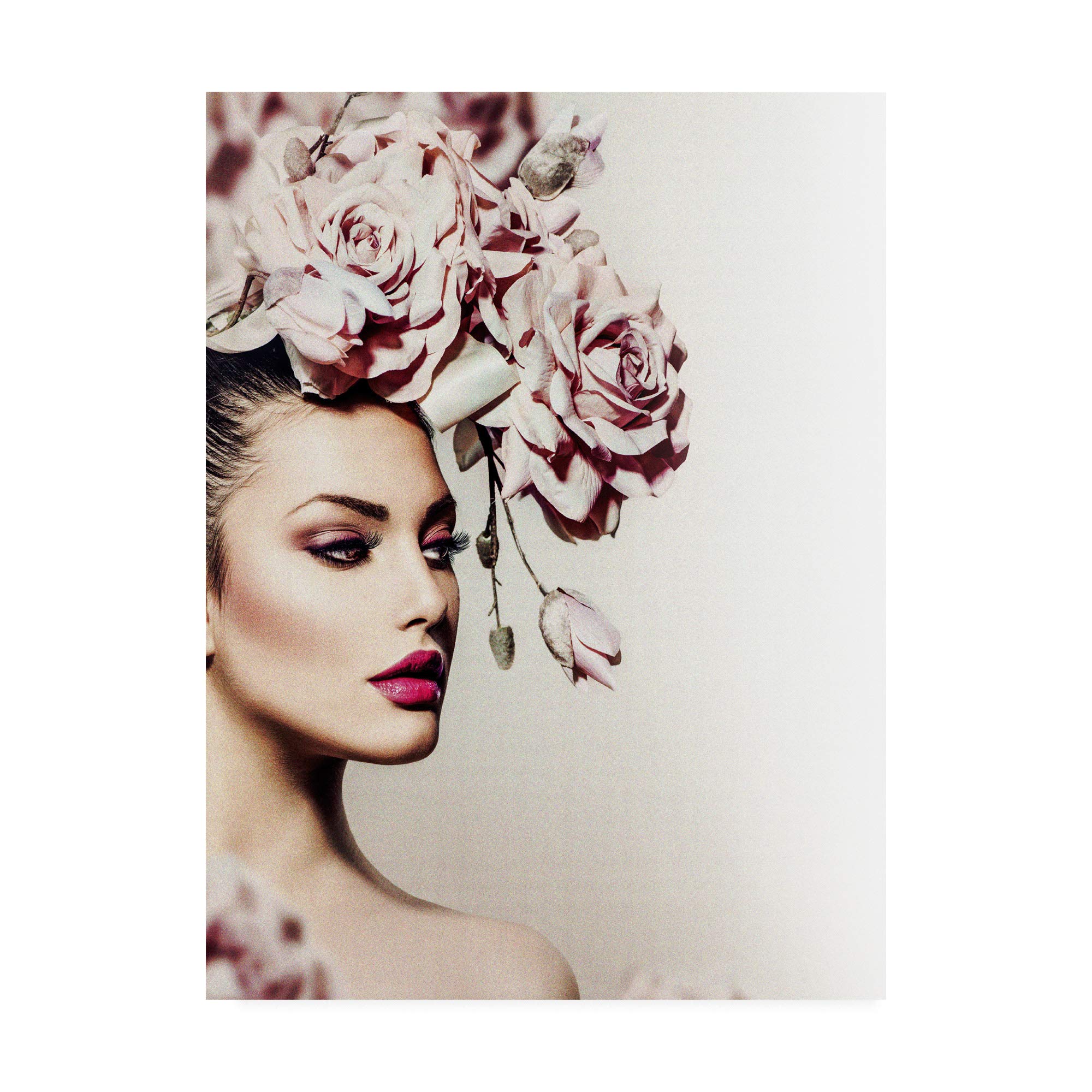 Trademark Fine Art IC01782-C3547GG 'Rose Woman' by Incado - 35x47 Inch Canvas Wall Art - Elegant Floral Painting for Living Room, Bedroom & Office Decor