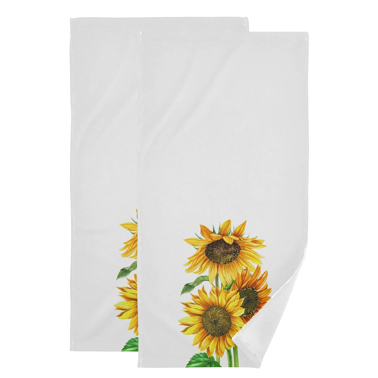 Senya 2-Pack Yellow Sunflower Bouquet Hand Towels - Super Absorbent, Soft & Quick-Drying for Bathroom, Spa, Hotel & Kitchen Use - Perfect Guest Towels & Decorative Accent