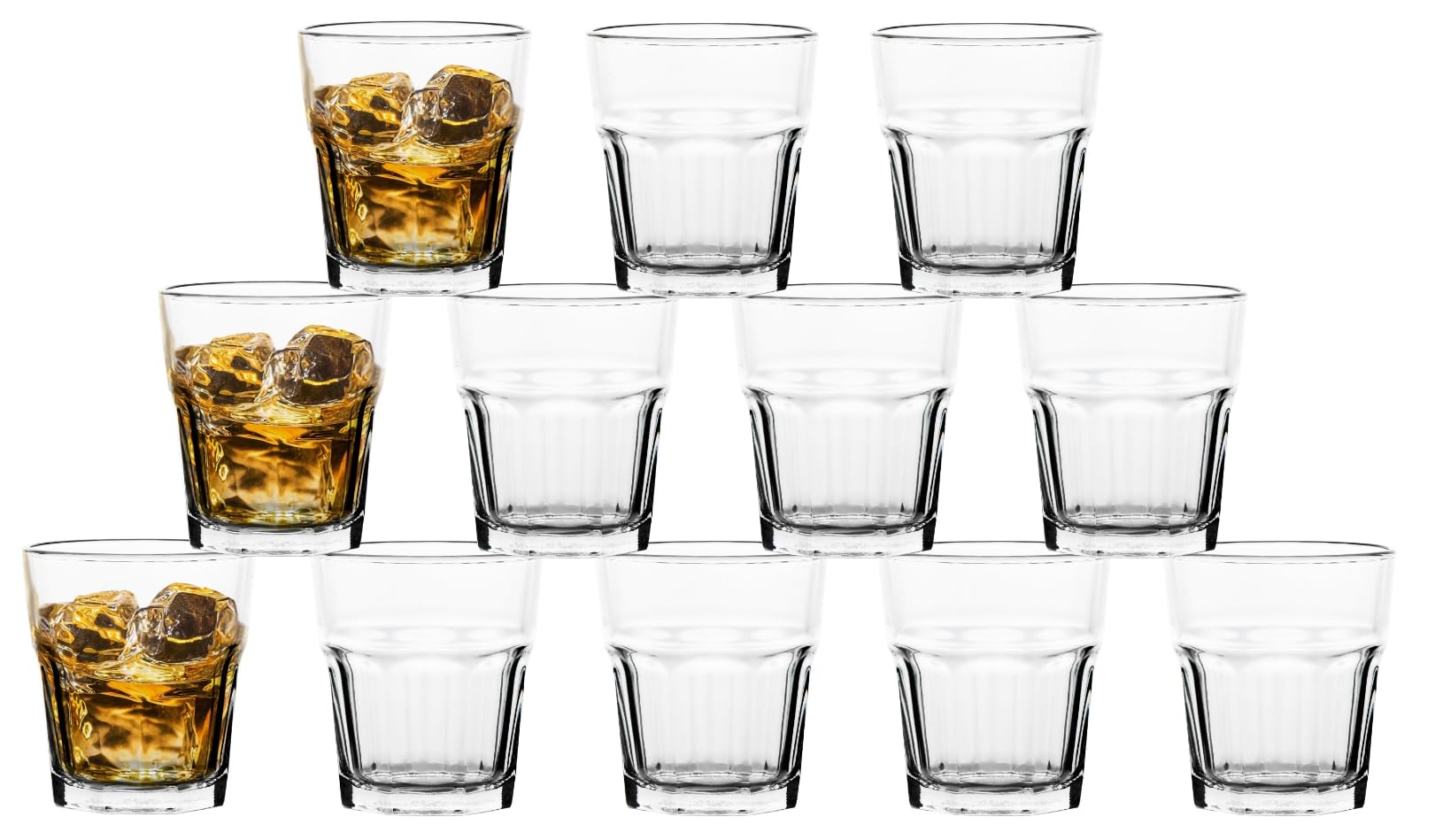 Premium Double Old Fashioned Whiskey Glasses Set of 12 - 12 oz Clear Bar Glasses for Scotch, Bourbon, Vodka & Rum - Perfect for Home Bars, Cocktail Parties & Gifts