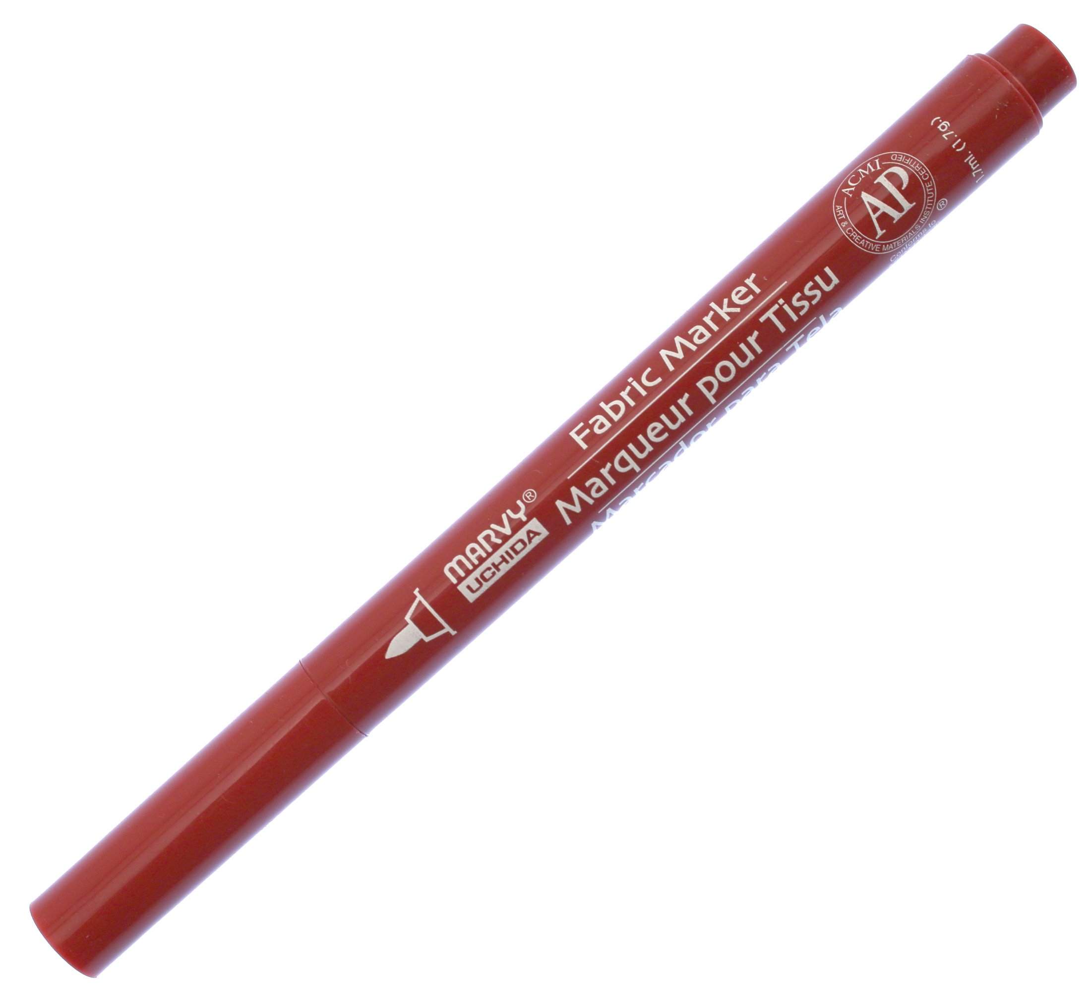 UCHIDA Marvy Fine Point Fabric Marker Set - Permanent Fabric Markers for DIY Crafts, Clothing, Shoes - Cherry Red Ink for Artists & Designers - Perfect for Custom T-Shirts, Tote Bags & Home Decor Projects