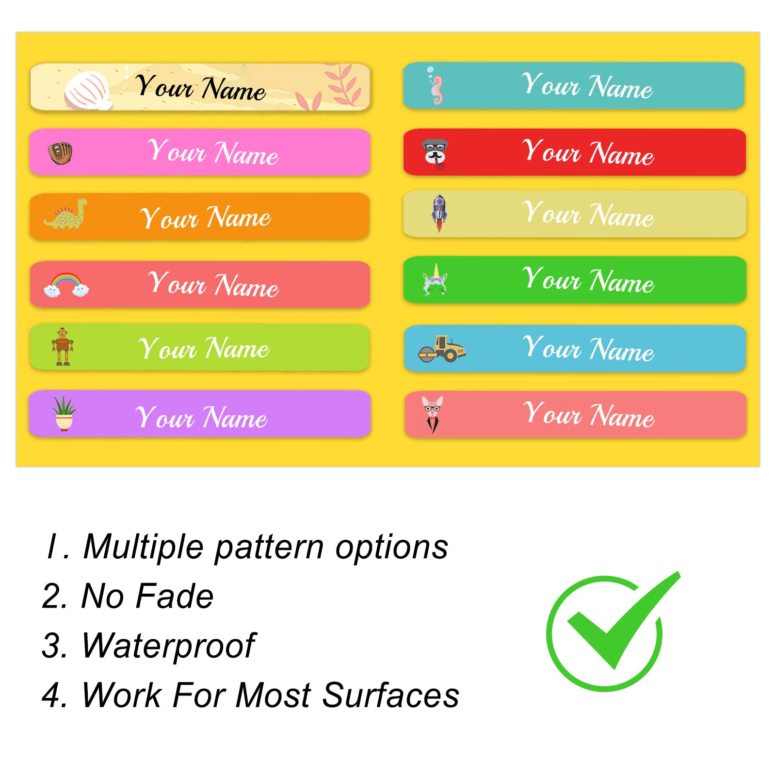 100 Pcs Custom Name Labels for Kids - Personalized Waterproof Stickers for School Supplies, Water Bottles, Lunch Boxes & Toys - Perfect for Back to School, Daycare & Organization