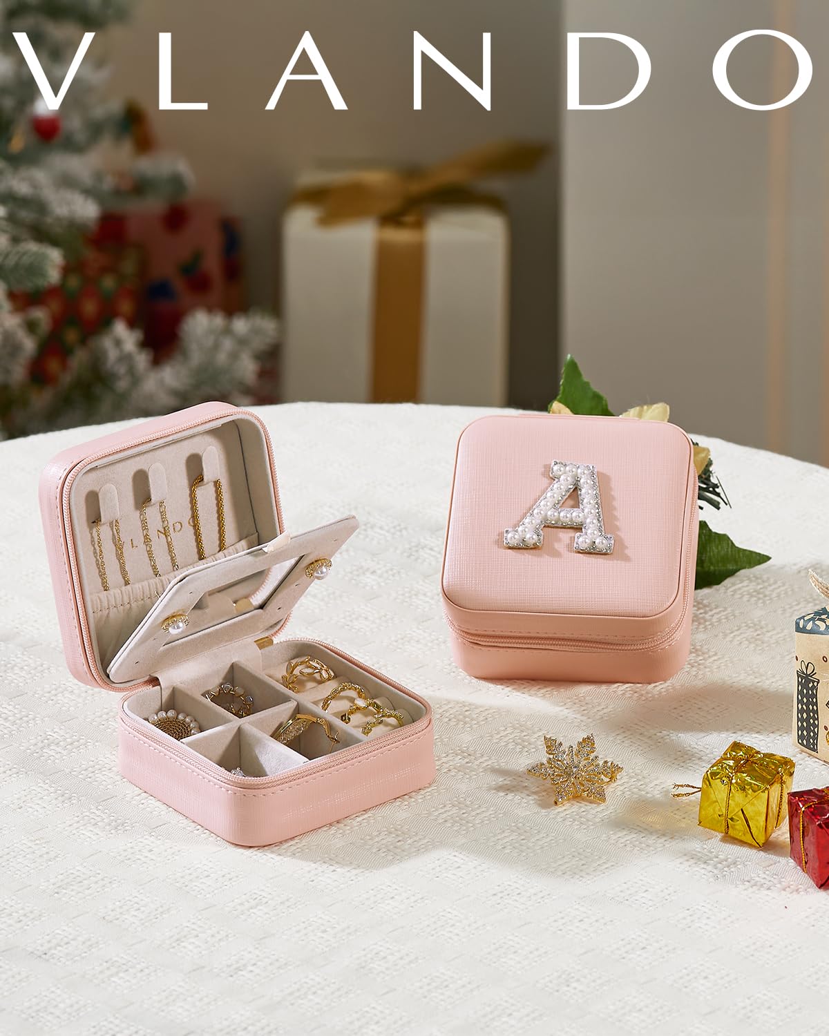 Personalized Initial Jewelry Organizer Box for Women & Girls - Travel Jewelry Case with Letter S in Pink, Perfect Gift for Sister, Daughter, or Friend - Ideal for Travel, Home Storage, and Special Occasions
