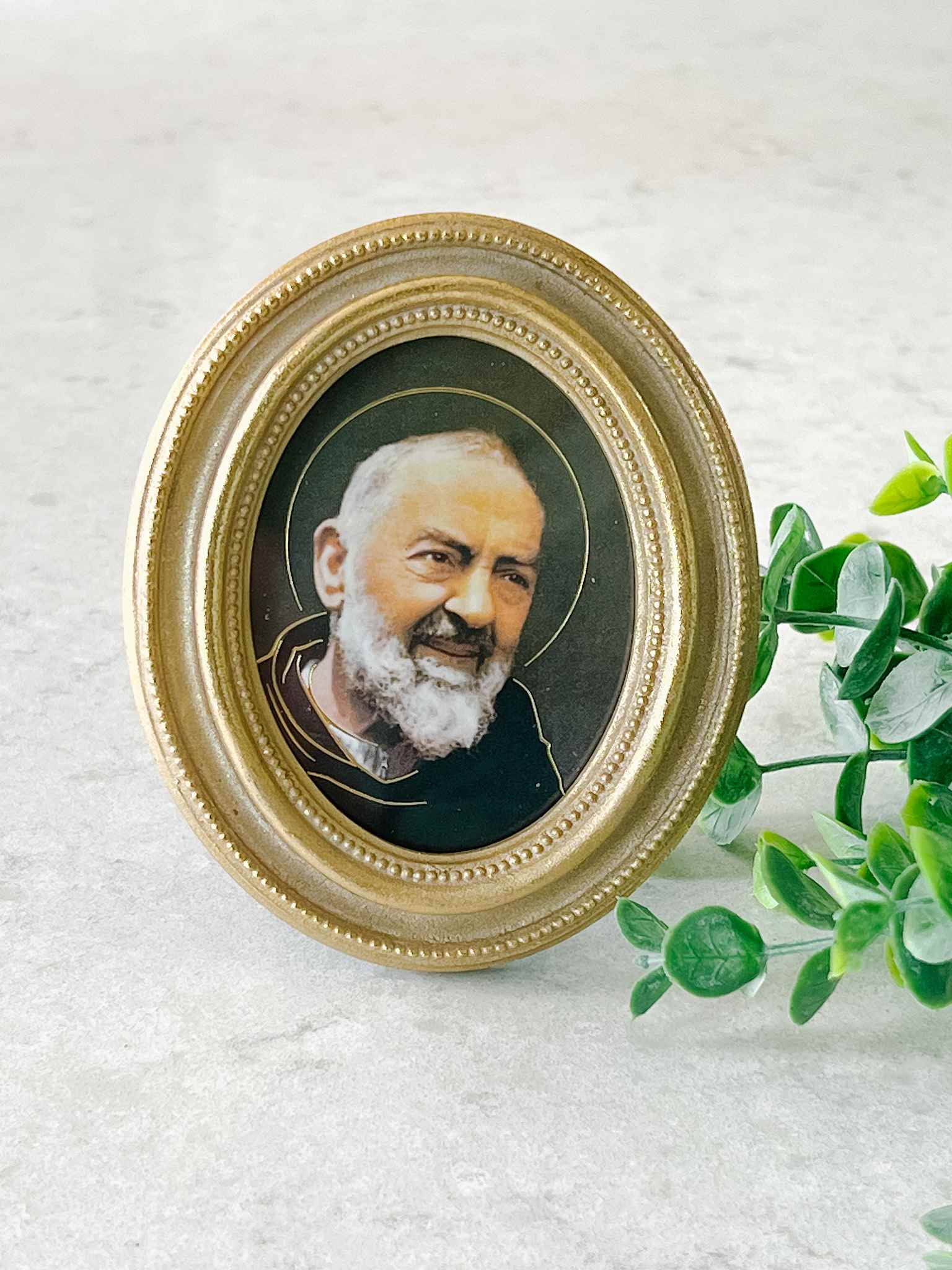 Petite Padre Pio Framed Religious Art - Small Wall Decor for Home, Office & Prayer Room - Perfect Gift for Catholic Devotion