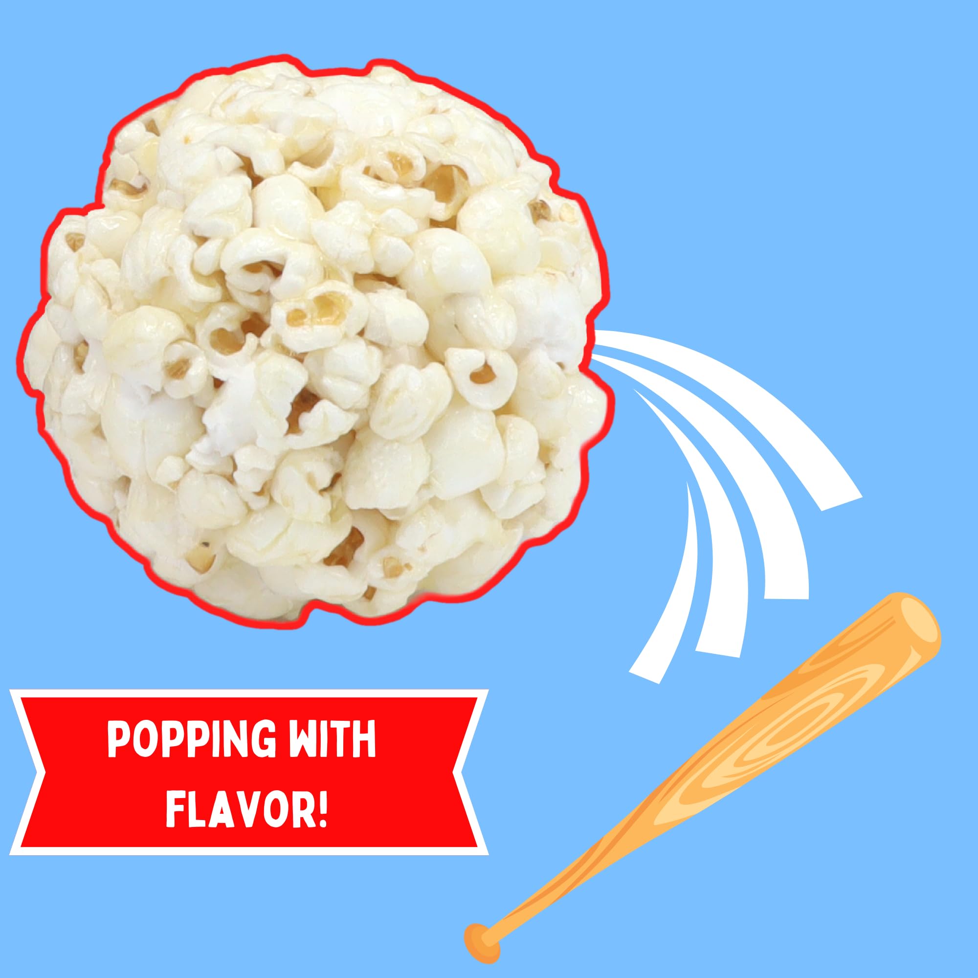 Kathy Kaye Baseball Themed Popcorn Balls - 8 Individually Wrapped Salty Snacks (8oz) - Perfect for Sports Parties, Game Day Snacks & Team Treats
