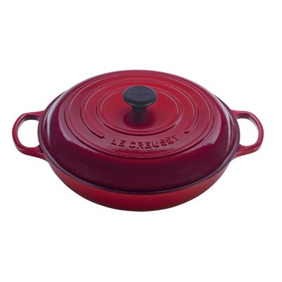 Le Creuset 4.7 Quart Cerise Enameled Cast Iron Braiser with Lid - Perfect for Slow Cooking, Roasting & Searing - Ideal for Stovetop, Oven & Table Serving