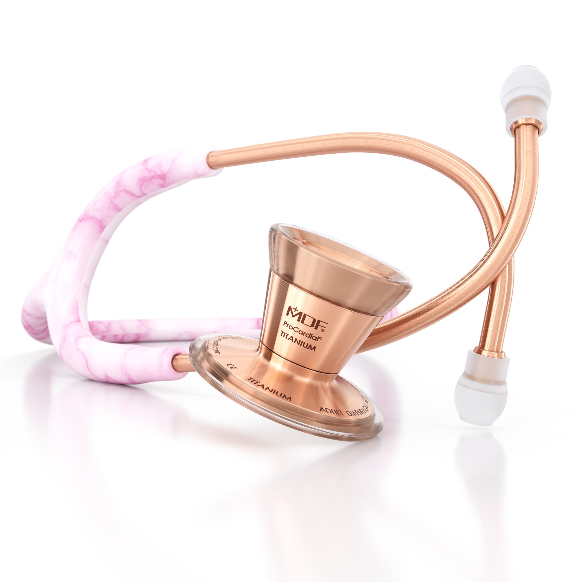 ProCardial® Titanium Cardiology Stethoscope - Premium Rose Gold Finish with Georgia Pink Marble Design | Ideal for Doctors, Nurses & Medical Professionals | Perfect Gift for Healthcare Workers