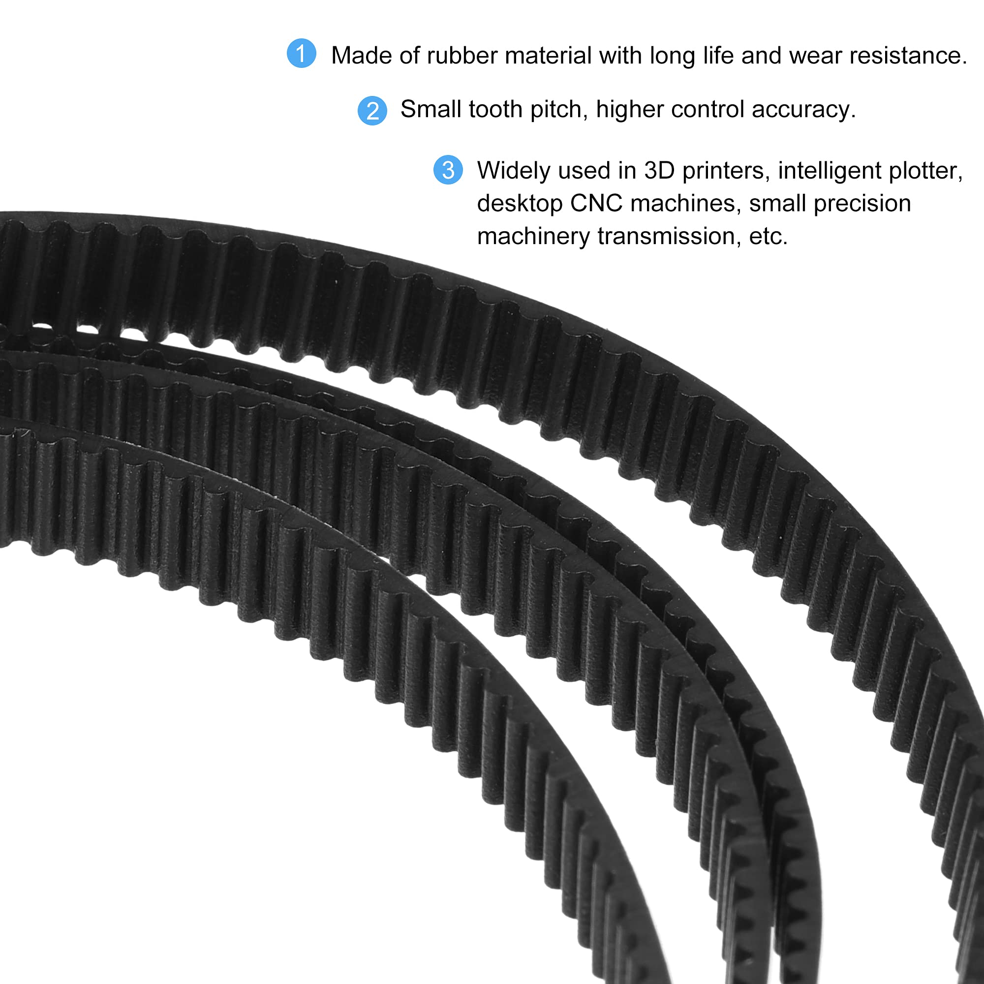 **MECCANIXITY Black Rubber Timing Belt - 3 Meter Circumference, 6mm Width - Compatible with Synchronous Pulley Wheels for 3D Printers - Perfect for DIY 3D Printing, CNC Machines, and Robotics Projects**