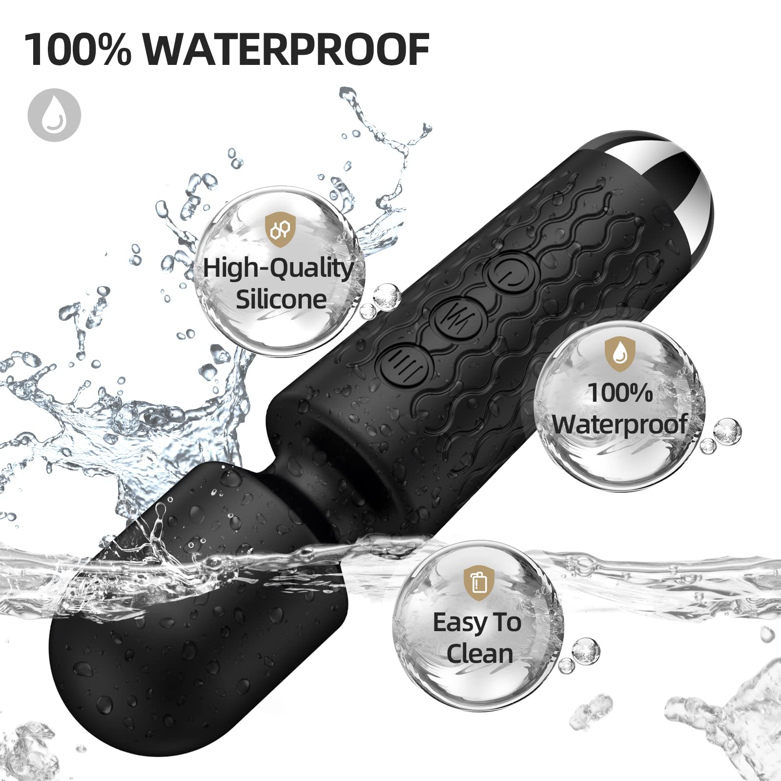 Rechargeable Small Personal Clit Vibrator Wand Massager - 20 Vibration Modes & 8 Speeds, Waterproof Silicone Clitoral Stimulator for Women, Quiet Adult Sex Toy (Black) | Perfect for Solo Play, Couples Intimacy & Stress Relief