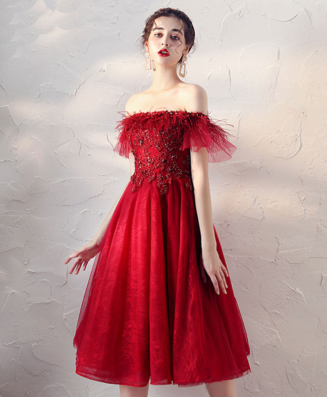 Elegant Burgundy Tulle Lace Short Prom Dress for Homecoming - Perfect for Parties, Dances & Special Occasions