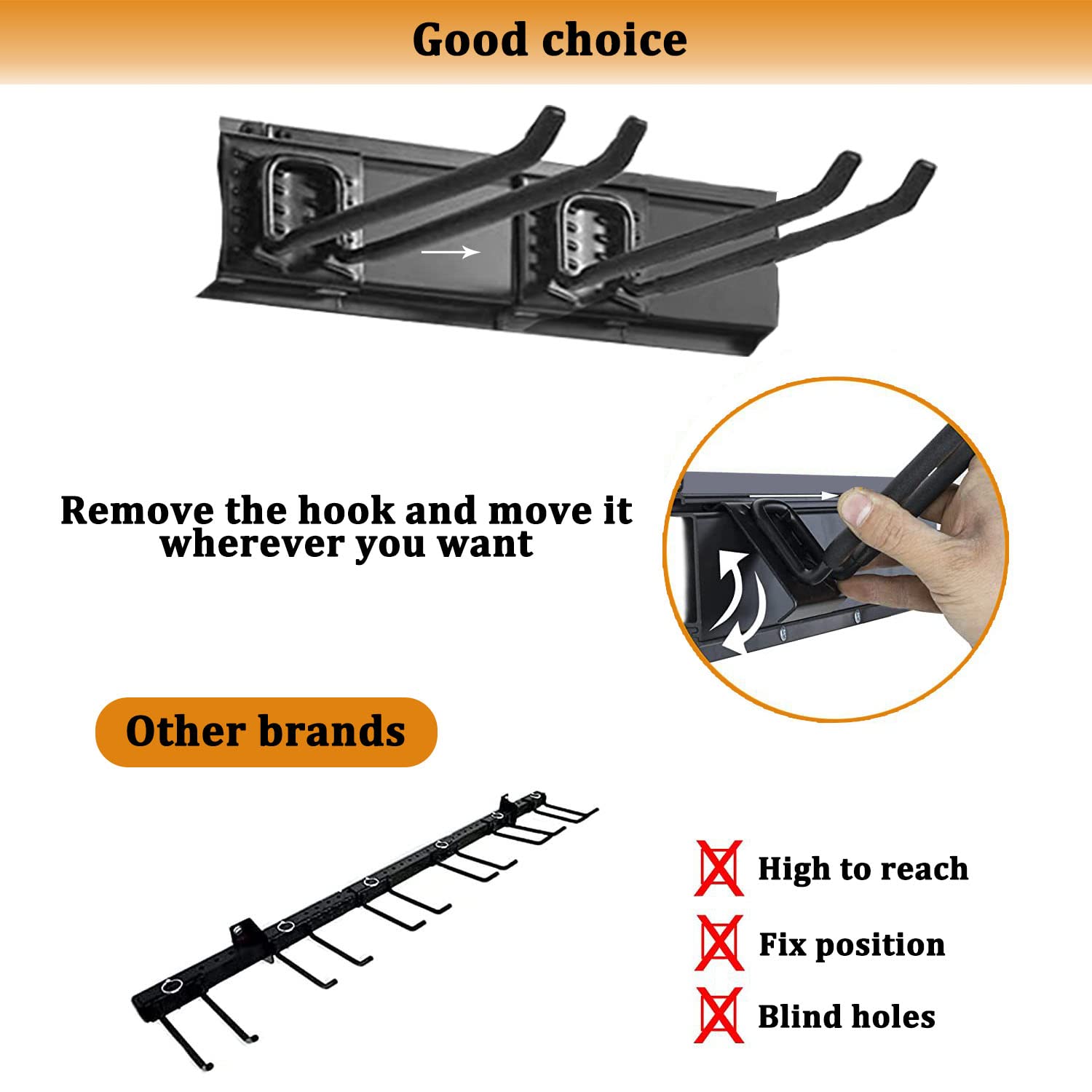 Heavy Duty Wall Mount Tool Storage Rack with 6 Hooks - Garage Clamping Organizer for Garden Tools, Ski Gear, Chairs, Brooms, Mops, Rakes & Shovels - Perfect for Garage, Shed, Workshop & Yard Organization