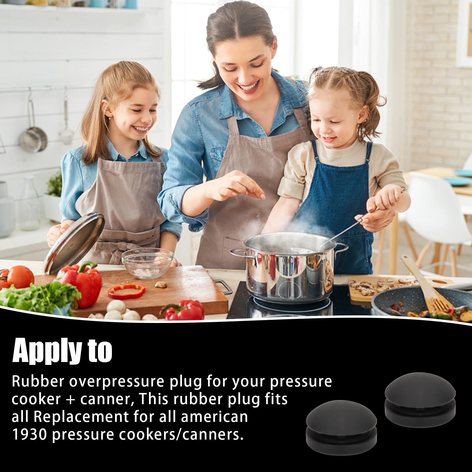 2-Pack Rubber Pressure Cooker Safety Plug - Auto Steam Venting Overpressure Release Valve (1930 Model) - Compatible with Most Pressure Cookers & Canners | Perfect for Home Canning, Preserving, and Safe Cooking