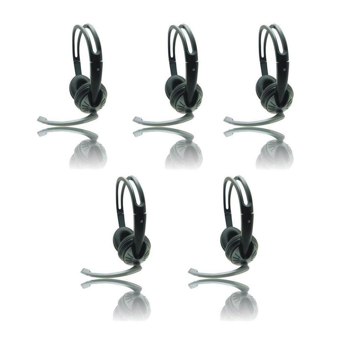 IMME282 USB Dual Headset with Adjustable Microphone - Noise Cancelling & Volume Control Wired Headphones for PC, Laptop, Computer - Perfect for Gaming, Online Meetings & Remote Work