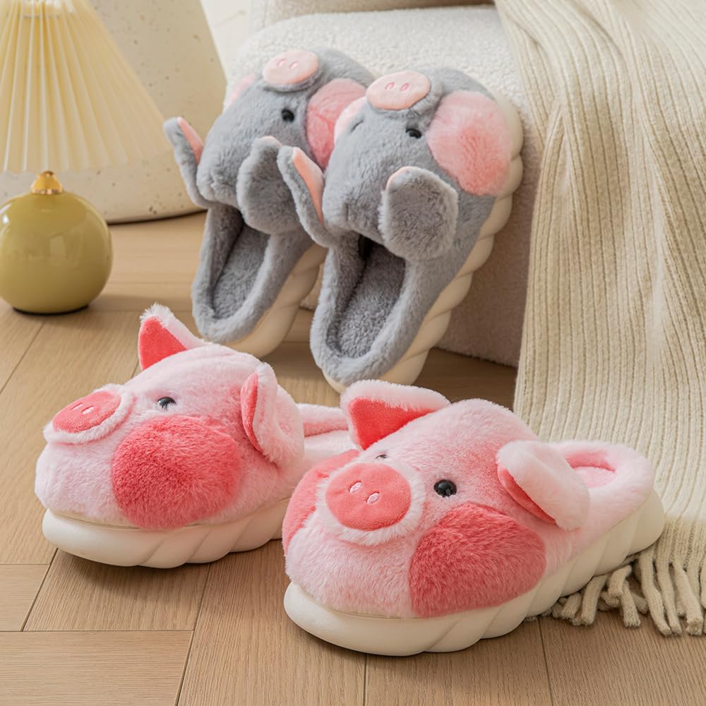 YILANLAN Women's Cozy Pig Slippers - Soft Plush Animal House Slippers for Indoor Comfort - Perfect for Home, Lounge & Relaxation