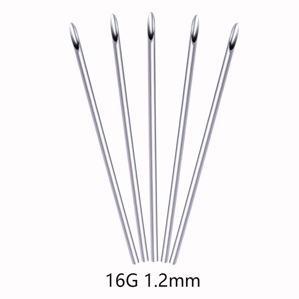 16G Sterilized Disposable Body Piercing Needles - 100 Pack Professional Tattoo & Piercing Supplies for Ear, Nose, Eyebrow - Safe Hypoallergenic Piercing Kit for Home & Studio Use