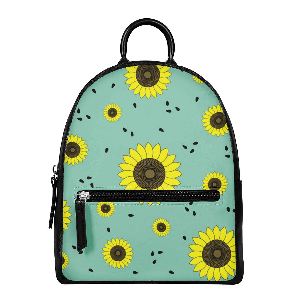 Stylish Women's Leather Backpack Purse - Square Sunflower Satchel Bag for School, Work & Travel | Durable Casual Daypack for Everyday Use & Outdoor Adventures