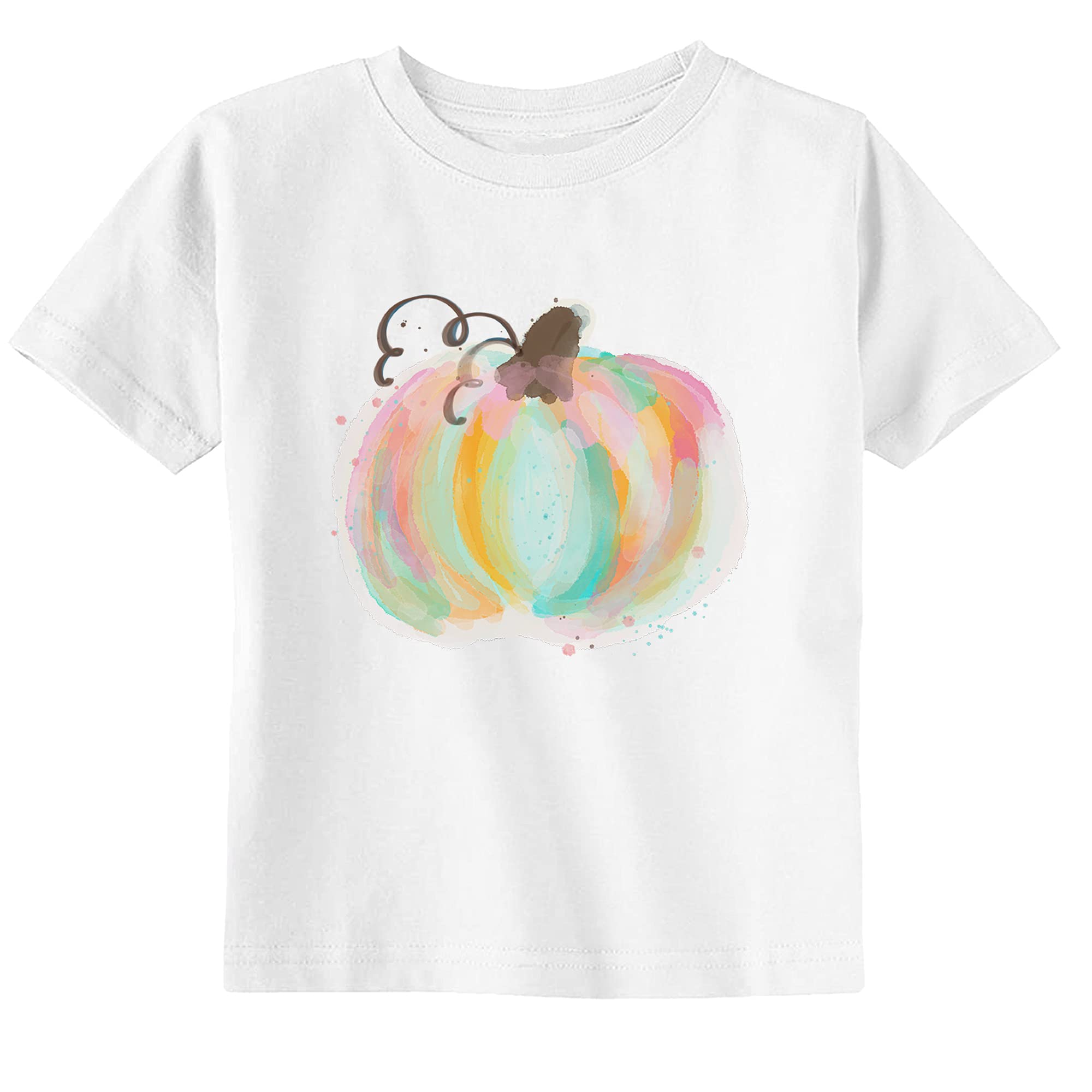 Watercolor Pumpkin Thanksgiving Shirts for Toddlers & Kids - Cute Autumn Raglan Tees for Fall Family Photos & Holiday Gatherings