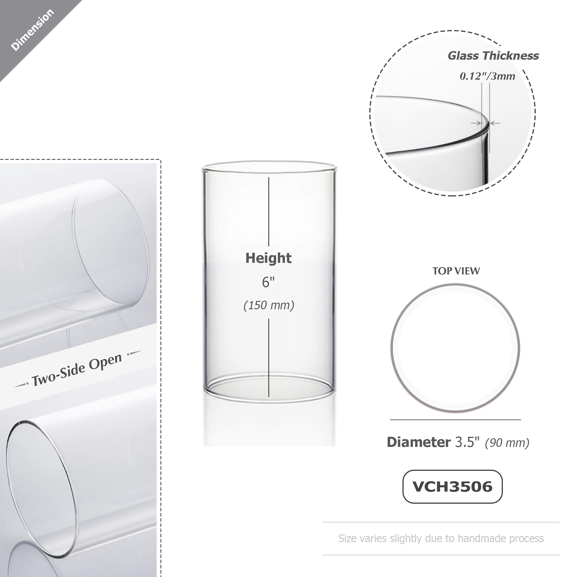 WGVI Clear Glass Hurricane Candle Holder Sleeve - 3.5