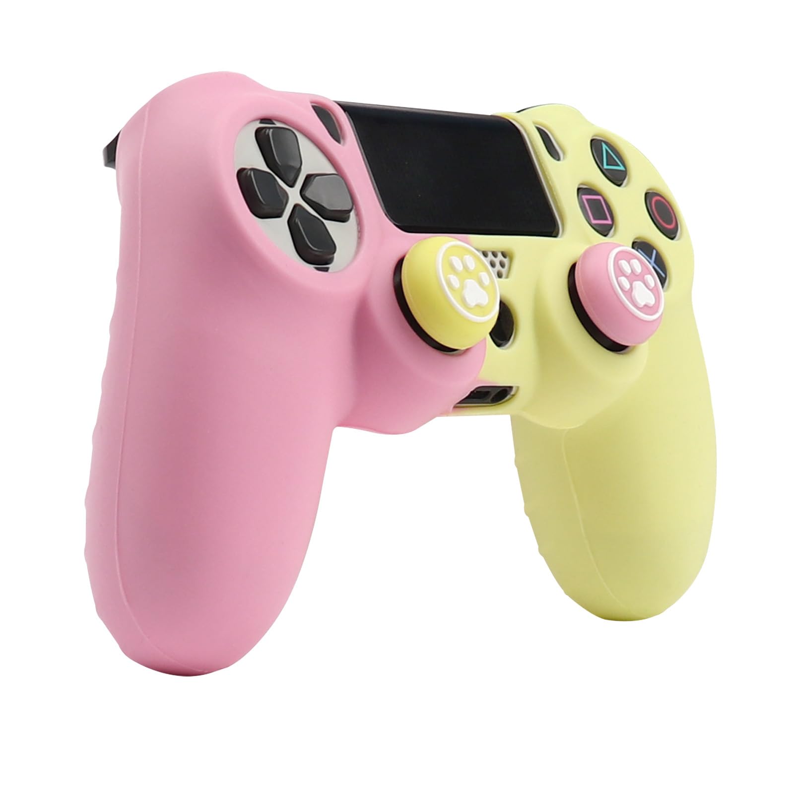 RALAN Pink Silicone Controller Cover Skin Protector for PS4, PS4 Slim & PS4 Pro - Includes 2 Cute Thumb Grips Caps - Soft Protective Gaming Accessory for Enhanced Grip & Comfort During Long Gaming Sessions