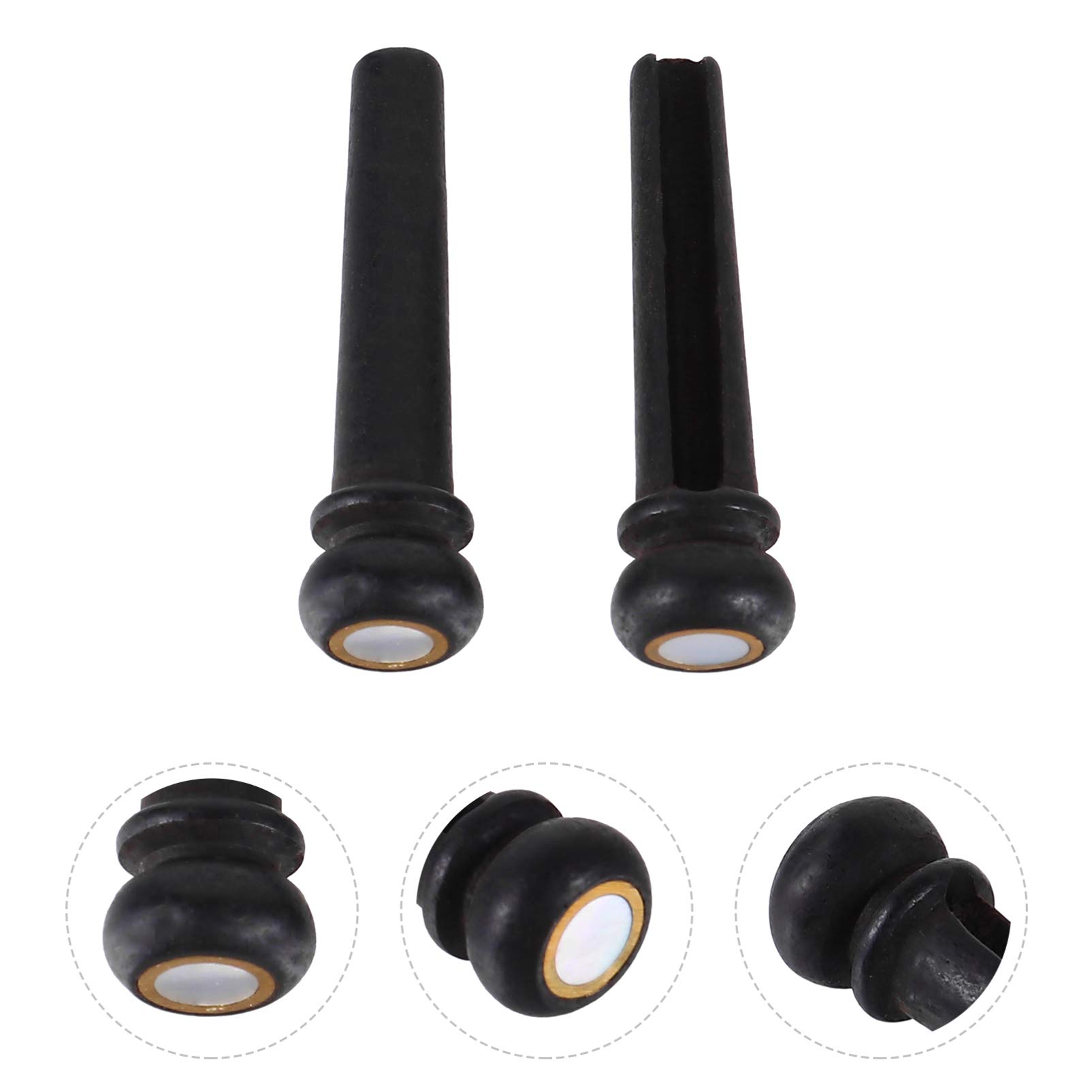 Milisten 2-Piece Ebony Guitar Bridge with Abalone Dot - Acoustic Guitar String Pegs & End Pin Replacement Parts - Perfect for Guitar Repair, Maintenance, and Sound Enhancement