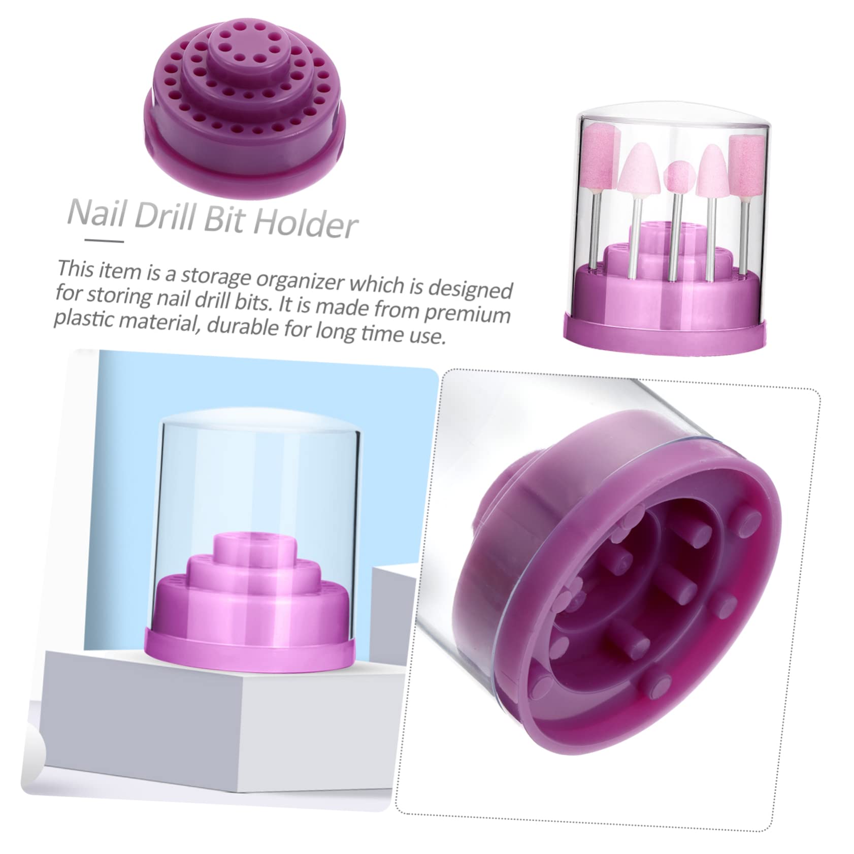 Minkissy 2pcs Nail Drill Bit Storage Case - Acrylic Organizer for Salon & Home Manicure