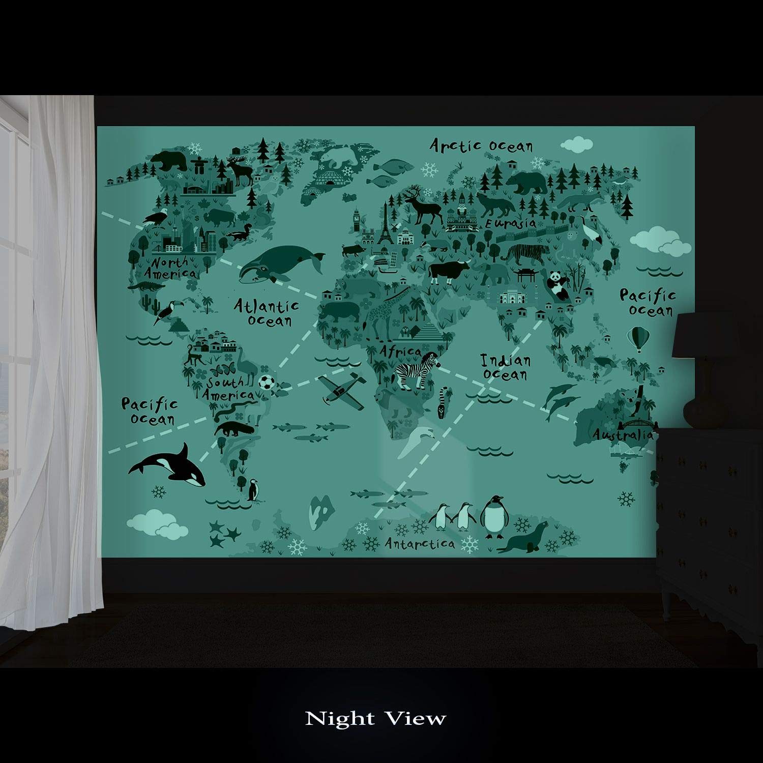 Startonight Animal Map Mural Wall Art - 100
