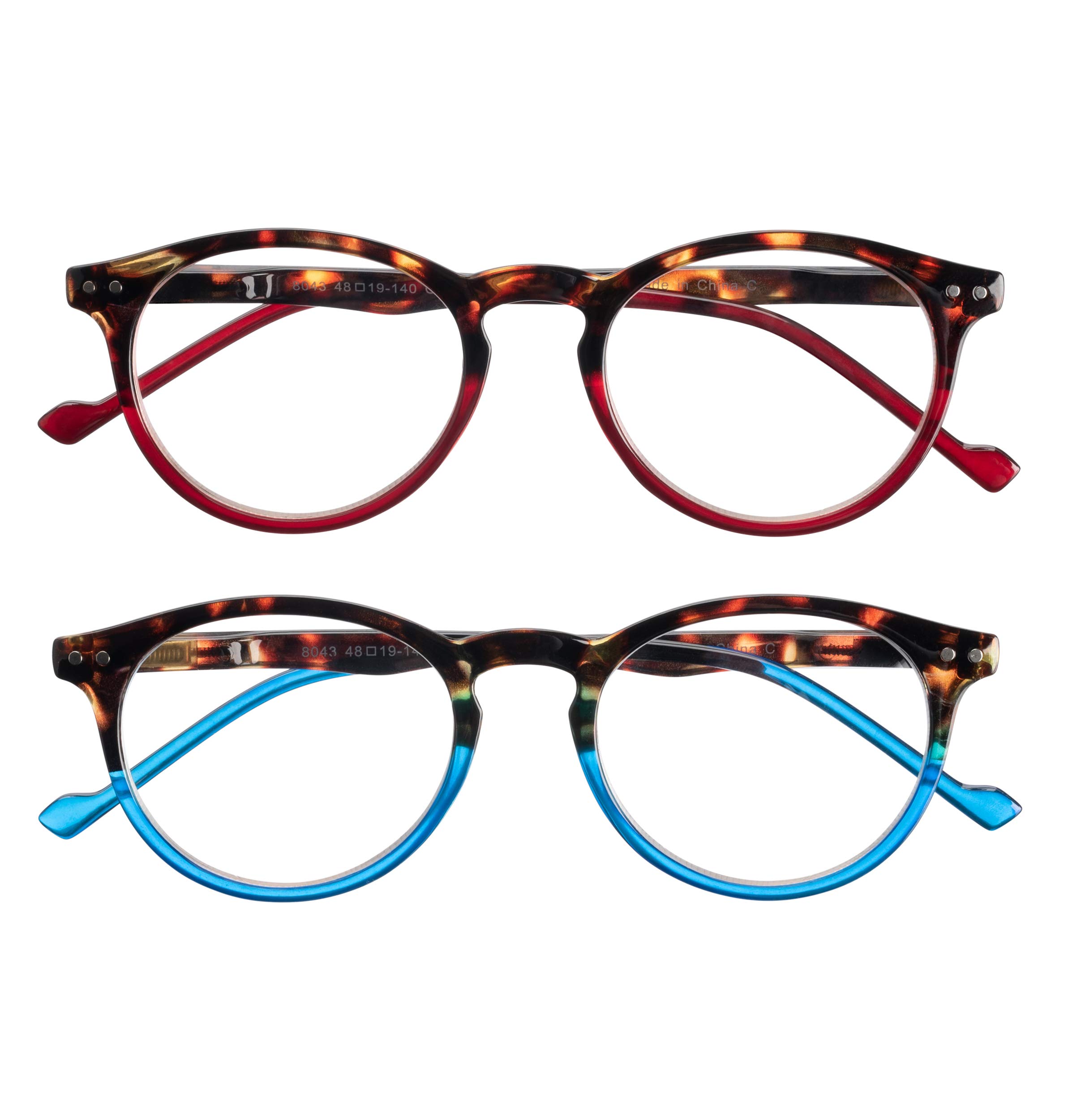 Yogo Vision Bifocal Reading Glasses 2 Pack - Lightweight Plastic Keyhole Spring Hinge Frames for Men & Women - Perfect for Reading, Crafts & Close Work