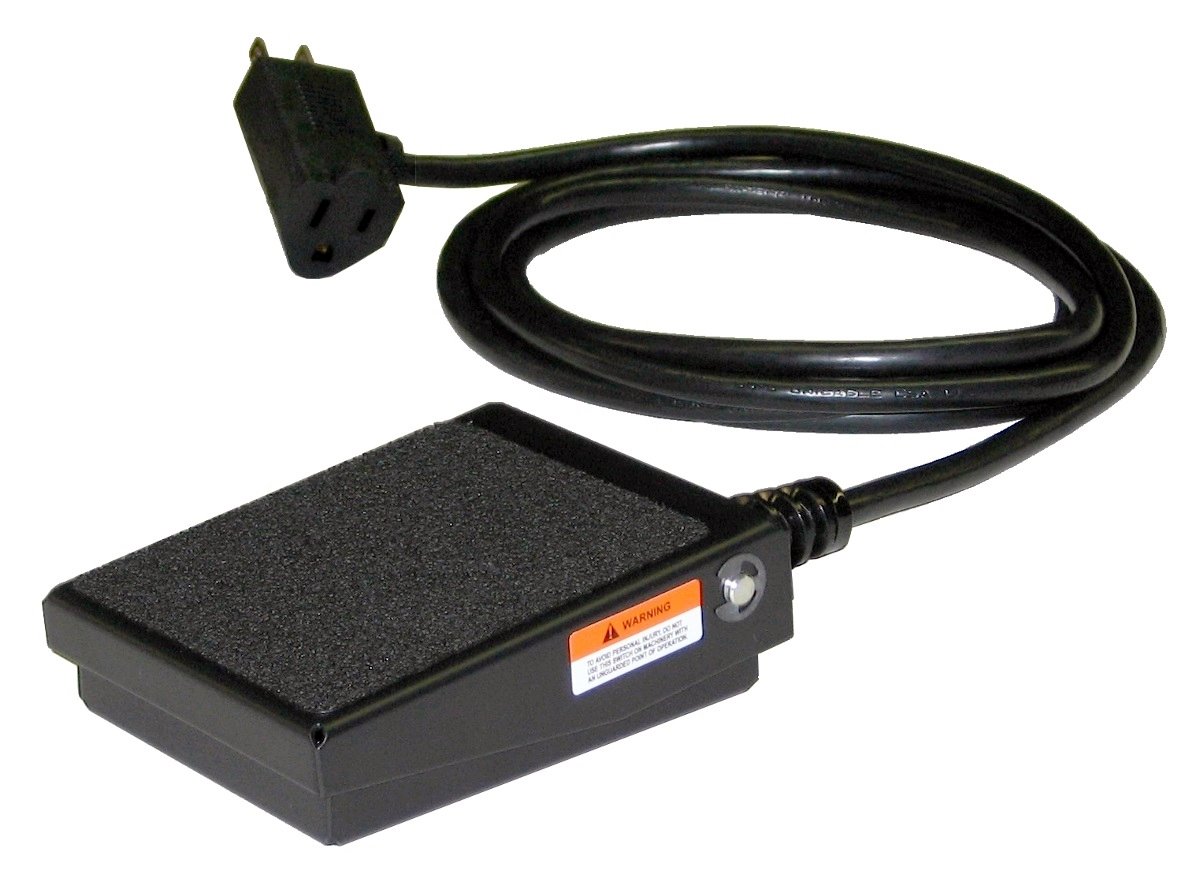 SSC Controls S100-1501 Foot Switch - Momentary Action Electrical Foot Pedal with 8-ft Cable & Piggyback Plug - Heavy Duty Steel Billy Pedal for Power Tools, Woodworking, Grinders - On/Off Control for Workshop, Garage & Industrial Use - Made in USA