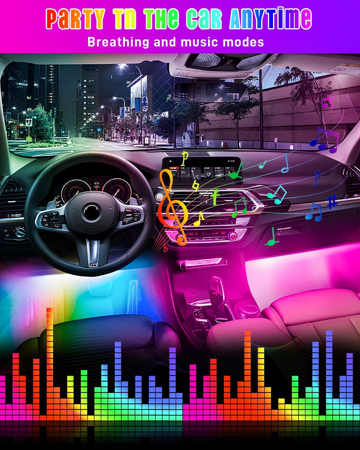 Smart RGB LED Car Strip Lights - APP & Remote Control, 12V Interior Lighting Kit for Footwell & Dash with Music Sync - Perfect for Car Decor & Night Driving