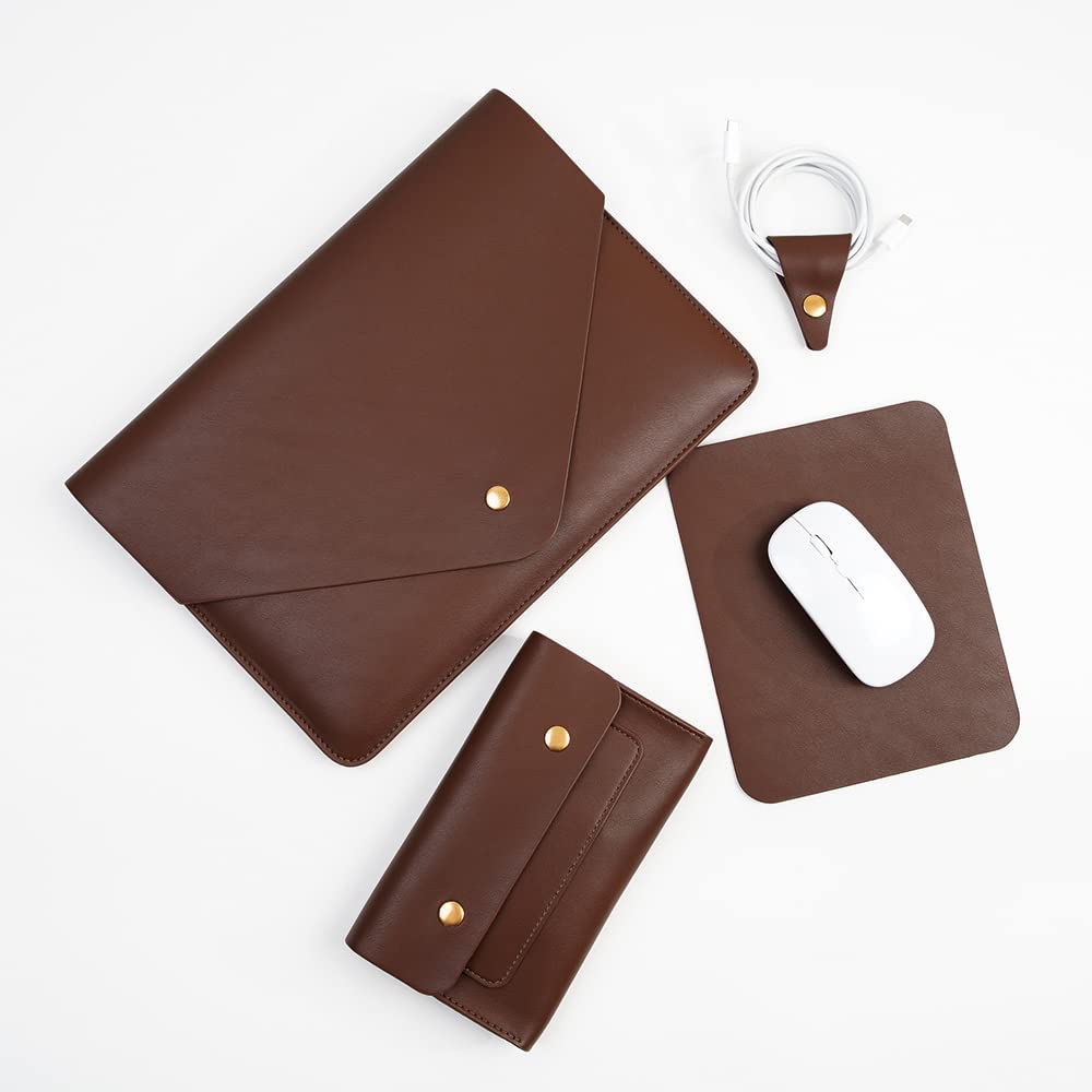 Premium PU Leather Laptop Sleeve for 14
