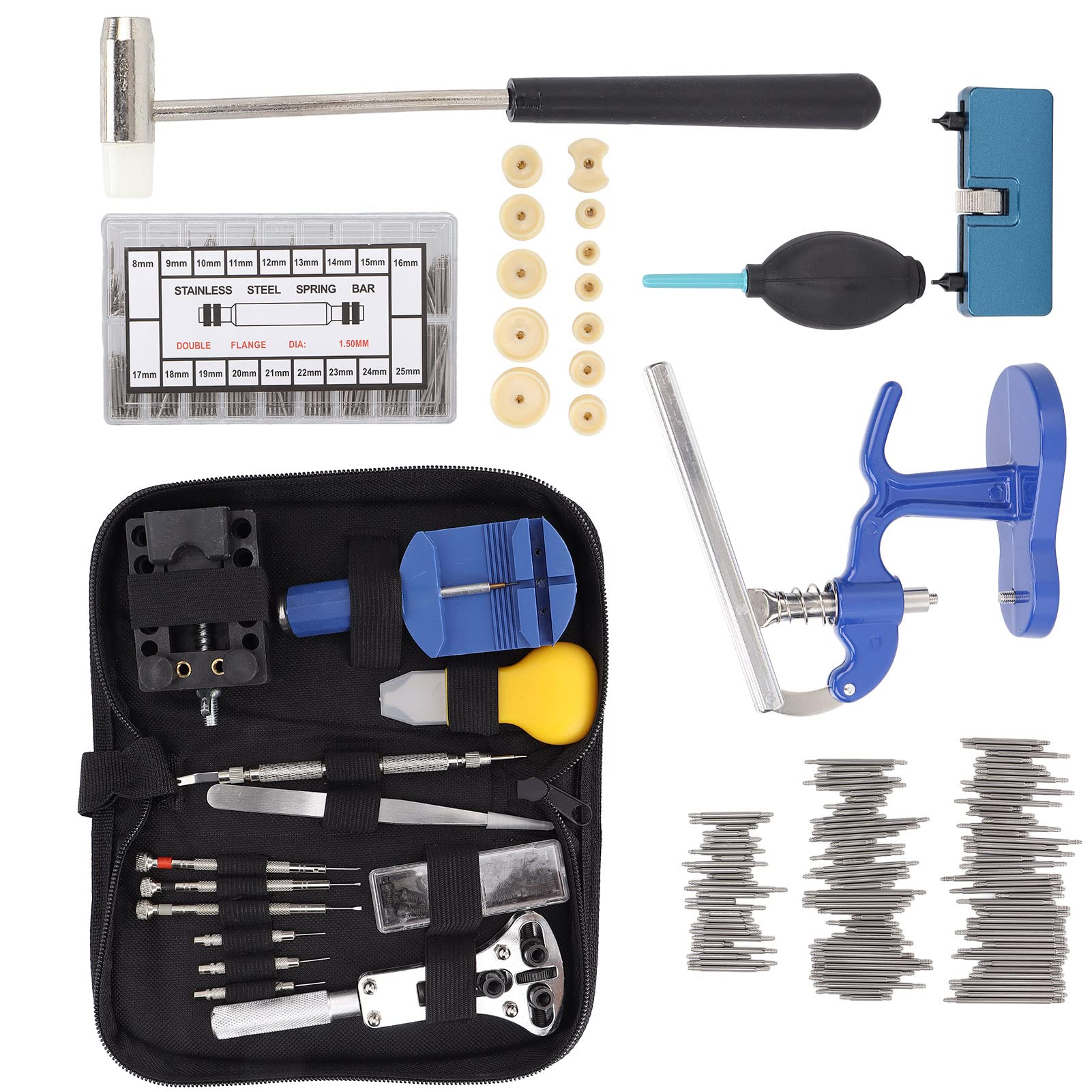 514Pcs Complete Watch Repair Kit with Case Opener, Battery Replacement Tools & Spring Tool - Professional Watch Band Link Pin Tool Set in Carrying Case | Perfect for Watchmakers, DIY Enthusiasts & Jewelry Repair