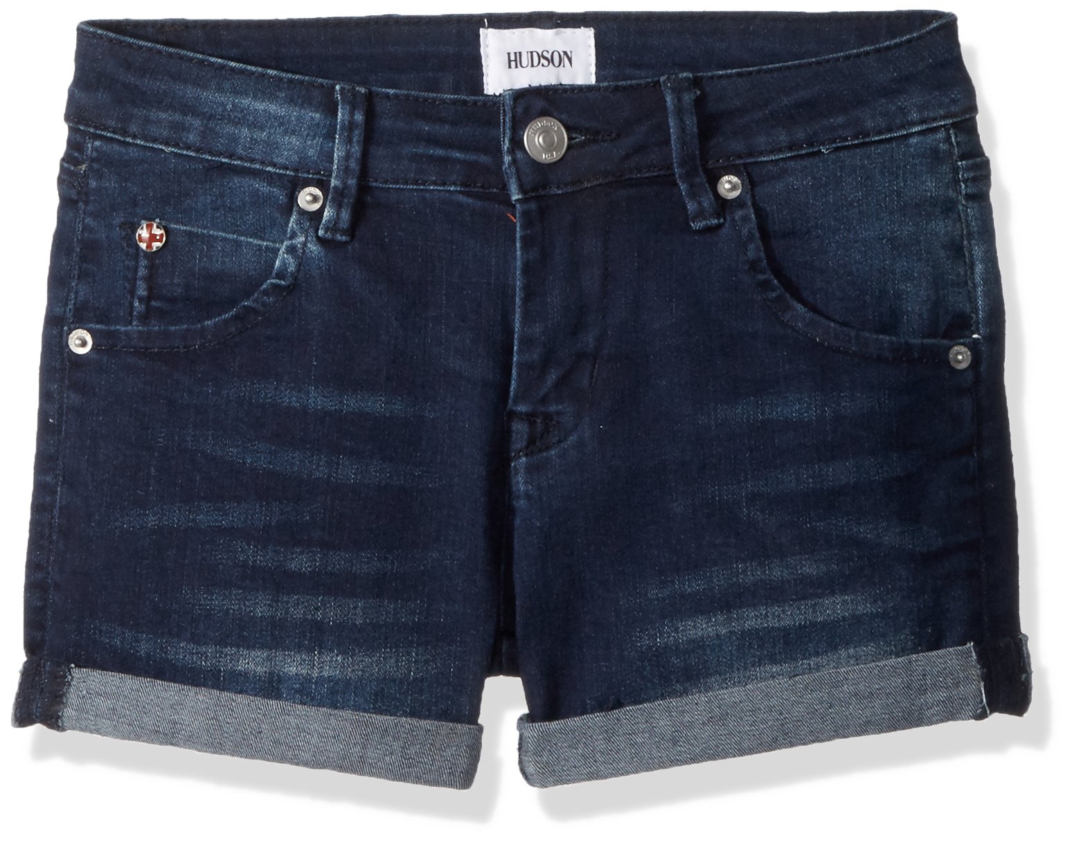 HUDSON Girls' Roll Cuff Denim Shorts - Trendy Distressed High Waist Jean Shorts for Teens - Perfect for Summer, Beach, and Casual Outfits