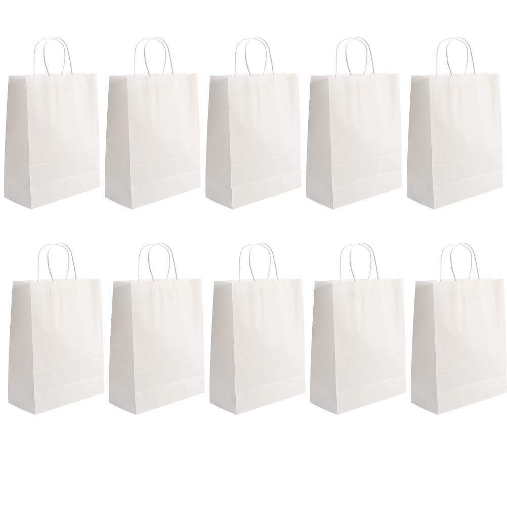 10pcs Kraft Paper Gift Bags with Handles - Eco-Friendly Party Favor Bags for Wedding, Baby Shower & Christmas | Perfect for Gift Wrapping, Shopping & Special Events