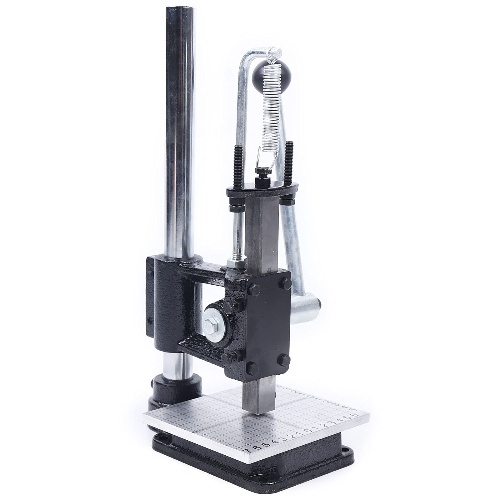 Professional Leather Imprinting Machine - Manual Hole Punch Press, DIY Leather Craft Tool for Cutting, Embossing & Stitching (Includes PP Plate + Aluminum Plate with Scale) - Perfect for Leatherworking, Bookbinding, DIY Crafts & Leather Repair Projects