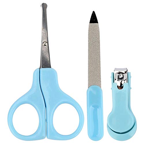 3 in 1 Baby Nail Clipper Set - Safe Newborn & Toddler Nail Care Kit with Scissors, Clipper & File for Fingernails & Toes (Blue) | Perfect for Gentle At-Home Baby Grooming & Travel Essentials