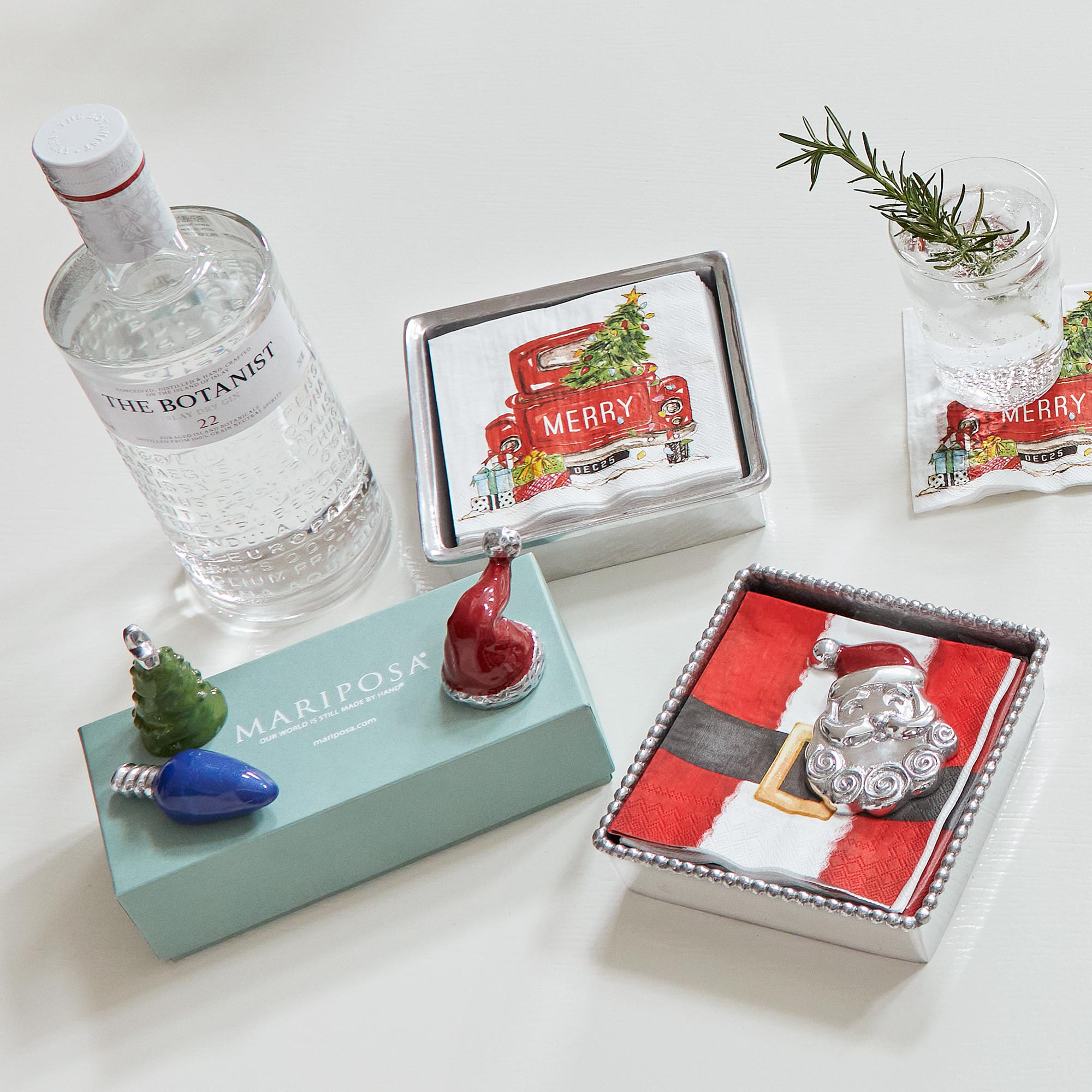 Christmas Santa Beaded Napkin Box Set - 12 Pack Holiday Dinner Party Decorations for Festive Table Settings & Christmas Celebrations