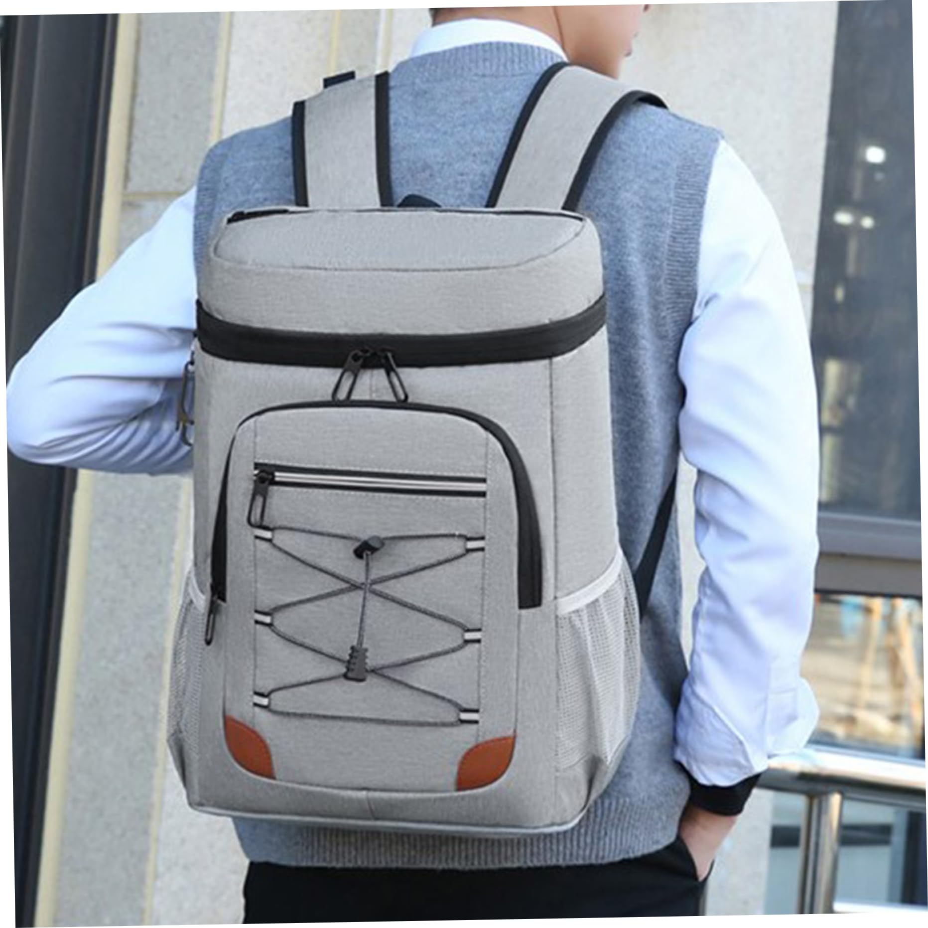 Waterproof Insulated Cooler Backpack - Lightweight Leakproof Lunch Bag for Outdoor Picnics, Beach Trips & Sports Activities | Light Gray Sports Supplies