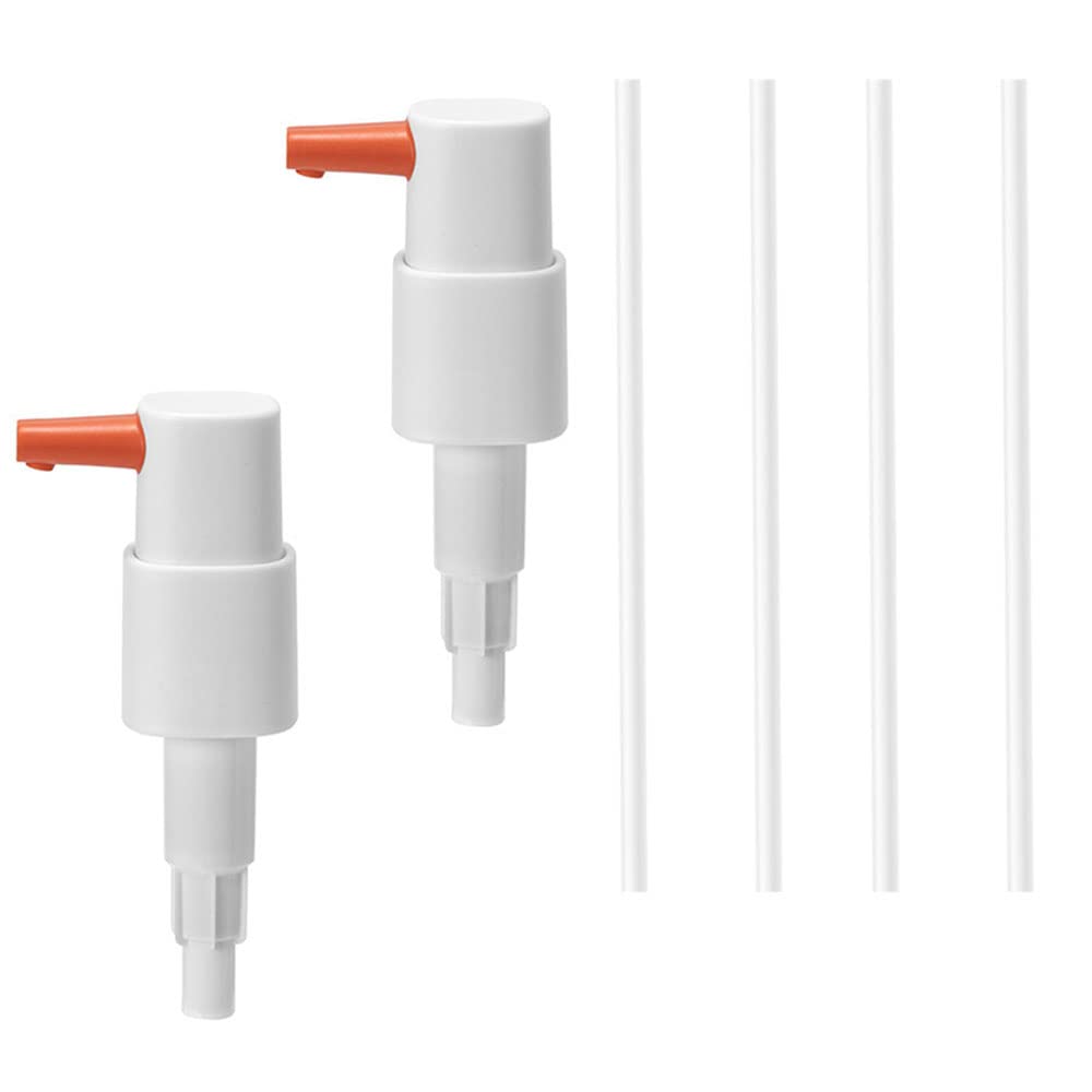 Heavy-Duty Leak Proof Dispenser for Plastic or Glass Bottles - BPA-Free Non-Toxic Pump for Lotion, Soap & Household Use (Pack of 2, Orange) - Perfect for Bathroom, Kitchen & Travel Essentials