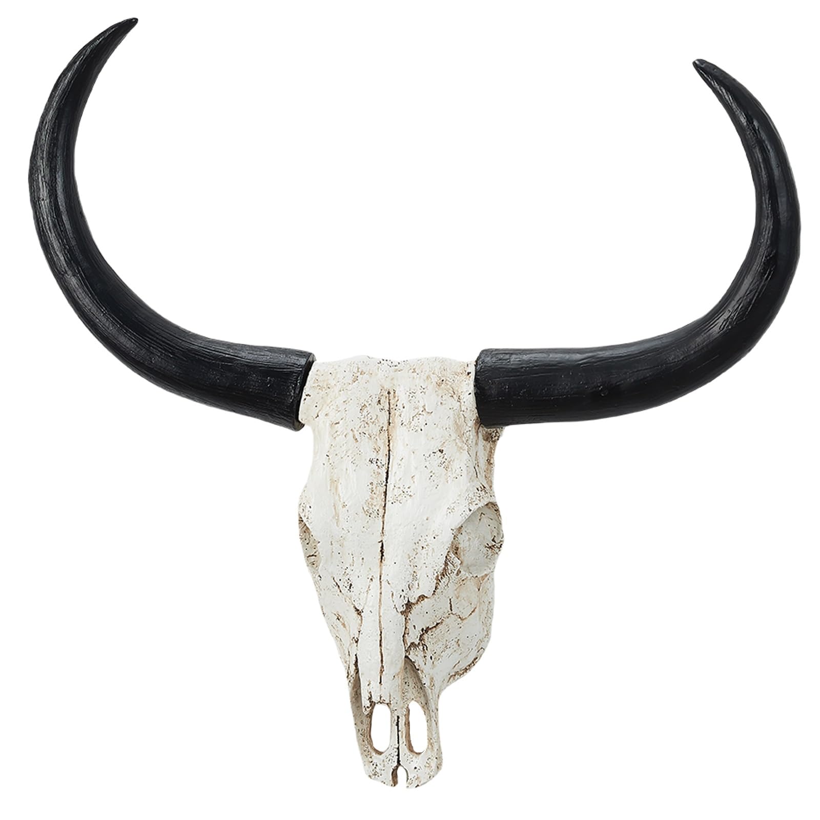 20-Inch Longhorn Skull Wall Sculpture - Handmade Faux Taxidermy Cow Skull Decor - Western & Farmhouse Wall Art for Southwestern Home Decor (Black) | Perfect for Ranch, Cabin, or Southwestern Style Living Rooms