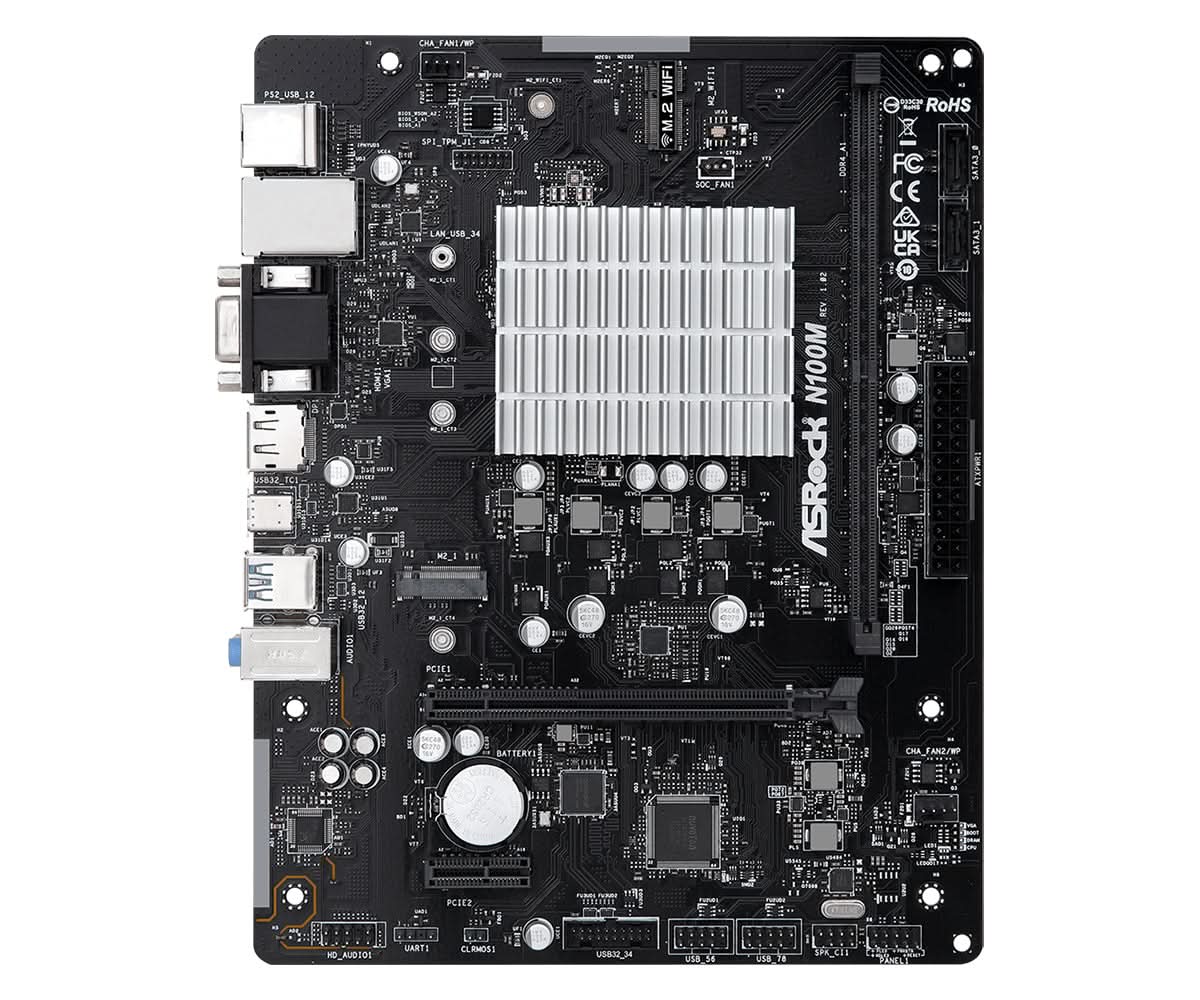 ASRock N100M NA Micro ATX Motherboard with Integrated Intel CPU - Perfect for Home Office, Gaming, and Compact PC Builds