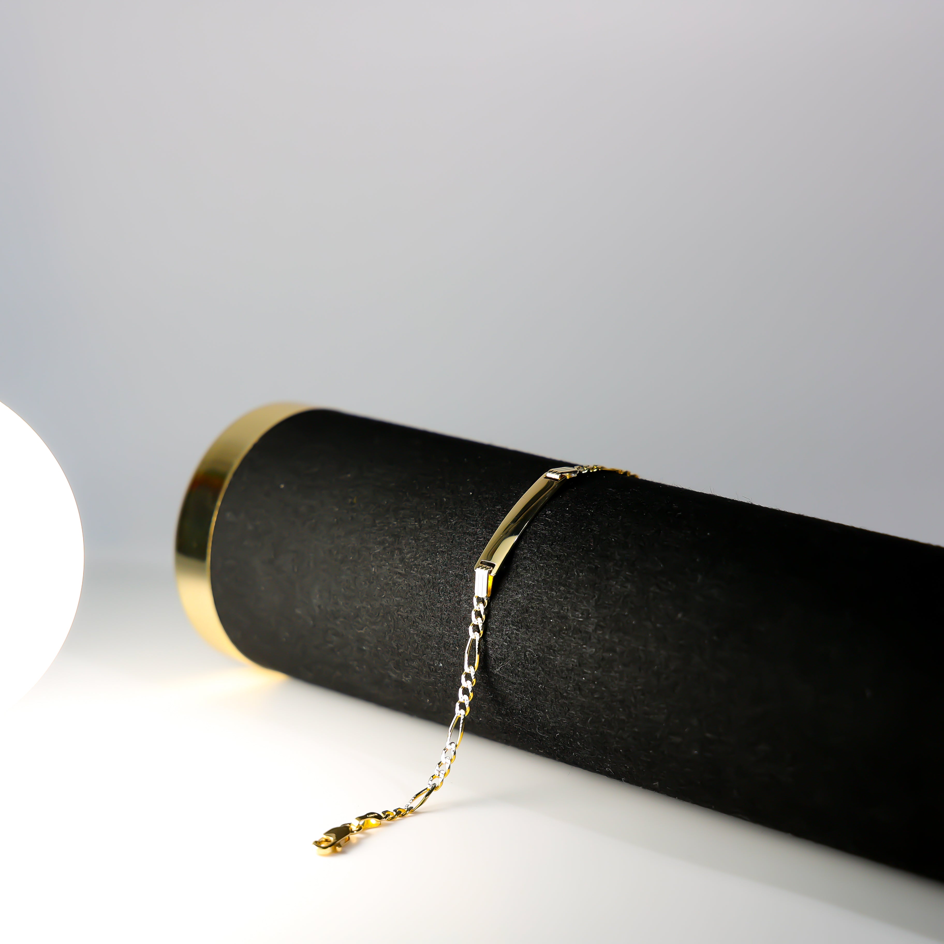 Gold Figaro Link Baby ID Bracelet - 3MM Diamond Cut Stainless Steel Personalized Name Bracelet for Newborns & Toddlers - Perfect for Christening, Birthday Gifts & Baby Showers