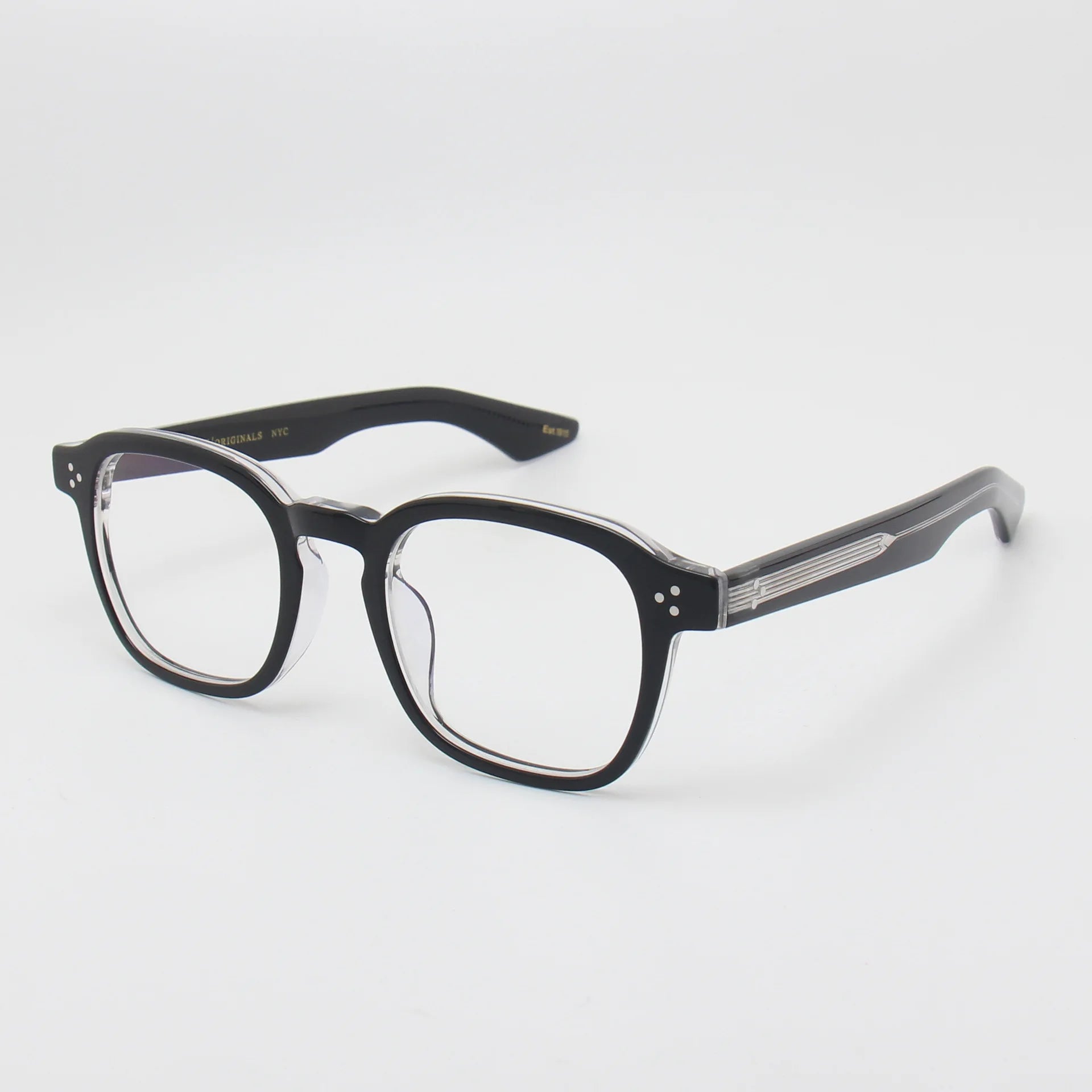 Black Unisex Square Acetate Eyeglasses with Full Rim & Thick Temples - Stylish & Durable for Work, Reading & Everyday Wear