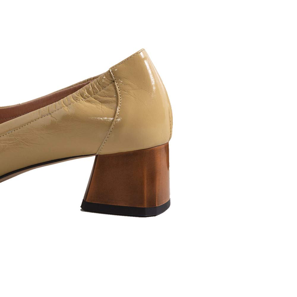 TinaCus Women's Genuine Leather Square Toe Loafers - Handmade Retro Shoes with Tassel & Chain Decor, Chunky Heel for Casual & Office Wear