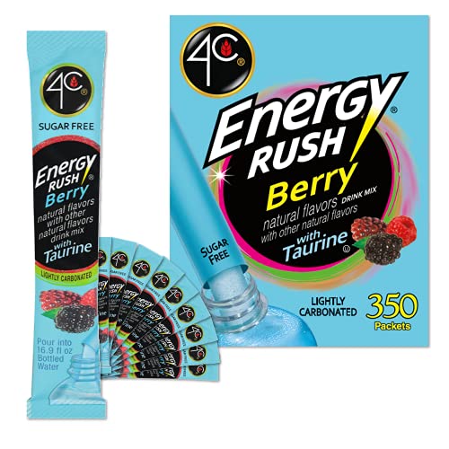 4C Energy Rush Berry Powder Drink Mix - 350 Count Bulk Pack, Single Serve Sticks for On-the-Go Hydration | Refreshing Water Flavor Enhancer | Perfect for Workouts, Travel & Outdoor Activities