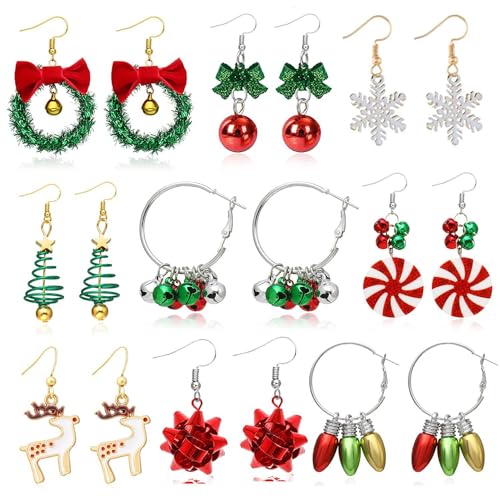 Christmas earrings-9 pairs