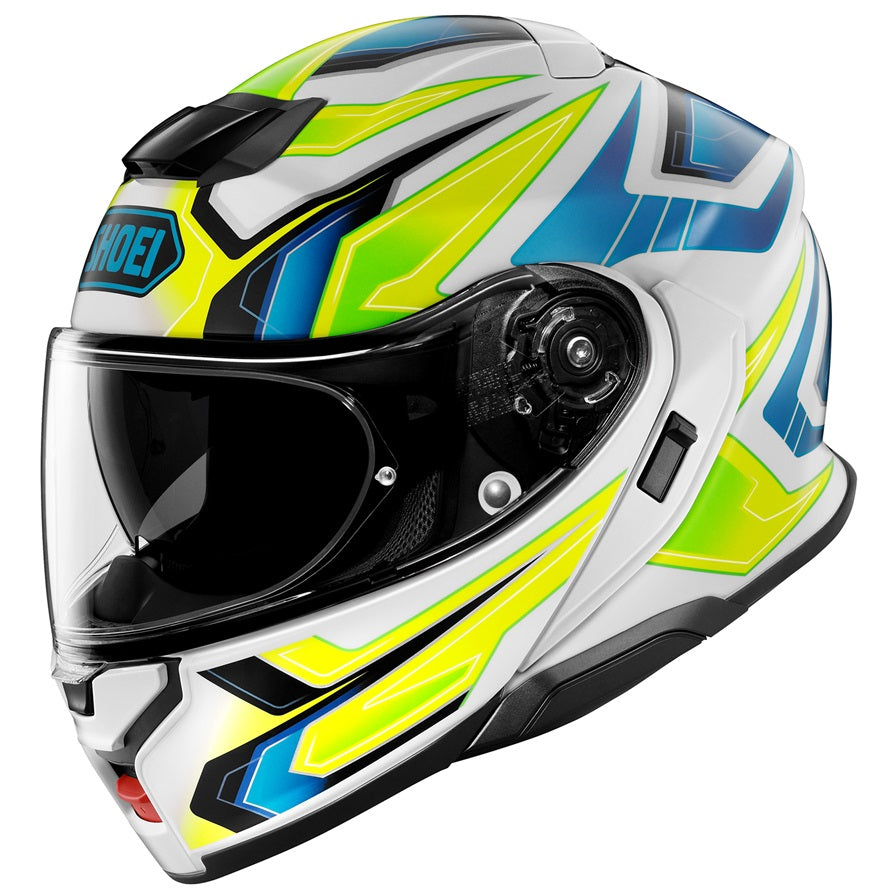 Shoei Neotec 3 Anthem White Blue Yellow Motorcycle Helmet - Full Face DOT Certified for Street & Touring Riders - Perfect for Commuting, Long Distance Travel & Adventure Riding