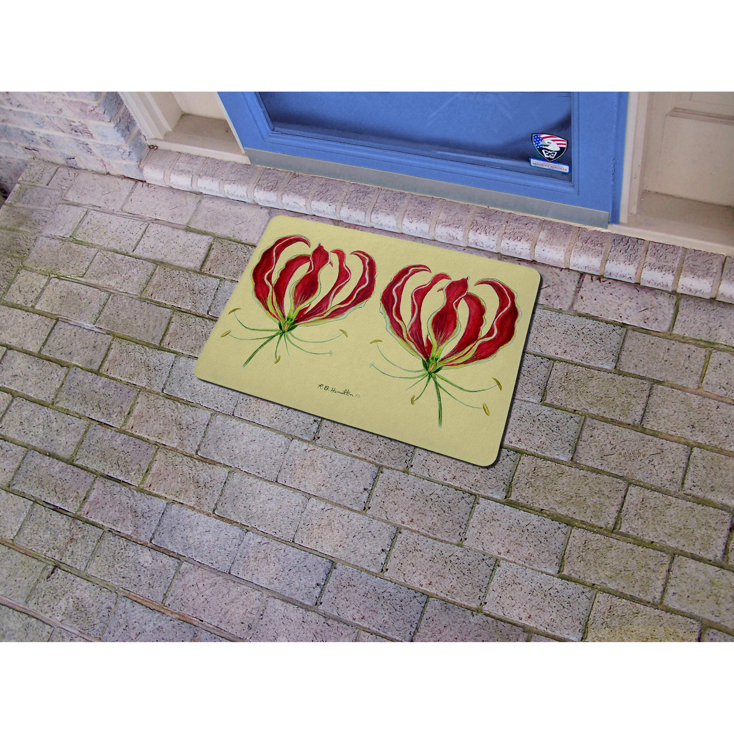 Betsy Drake DM482 Non-Slip Garden Red Lily Welcome Doormat 18