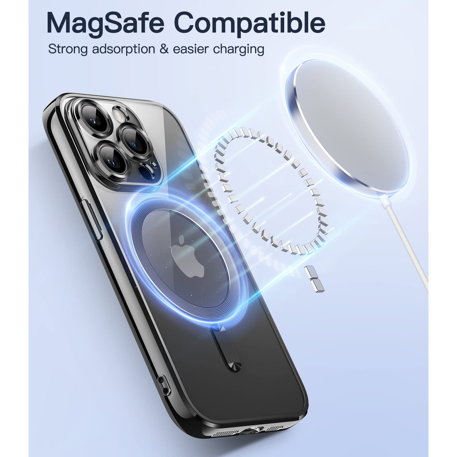JETech Soft Clear Case for iPhone 13 Pro Max 6.7-Inch - Shockproof TPU Phone Cover with Full Camera Protection & MagSafe Wireless Charging Compatible (Black) | Slim Protective Case for Everyday Use, Work & Travel
