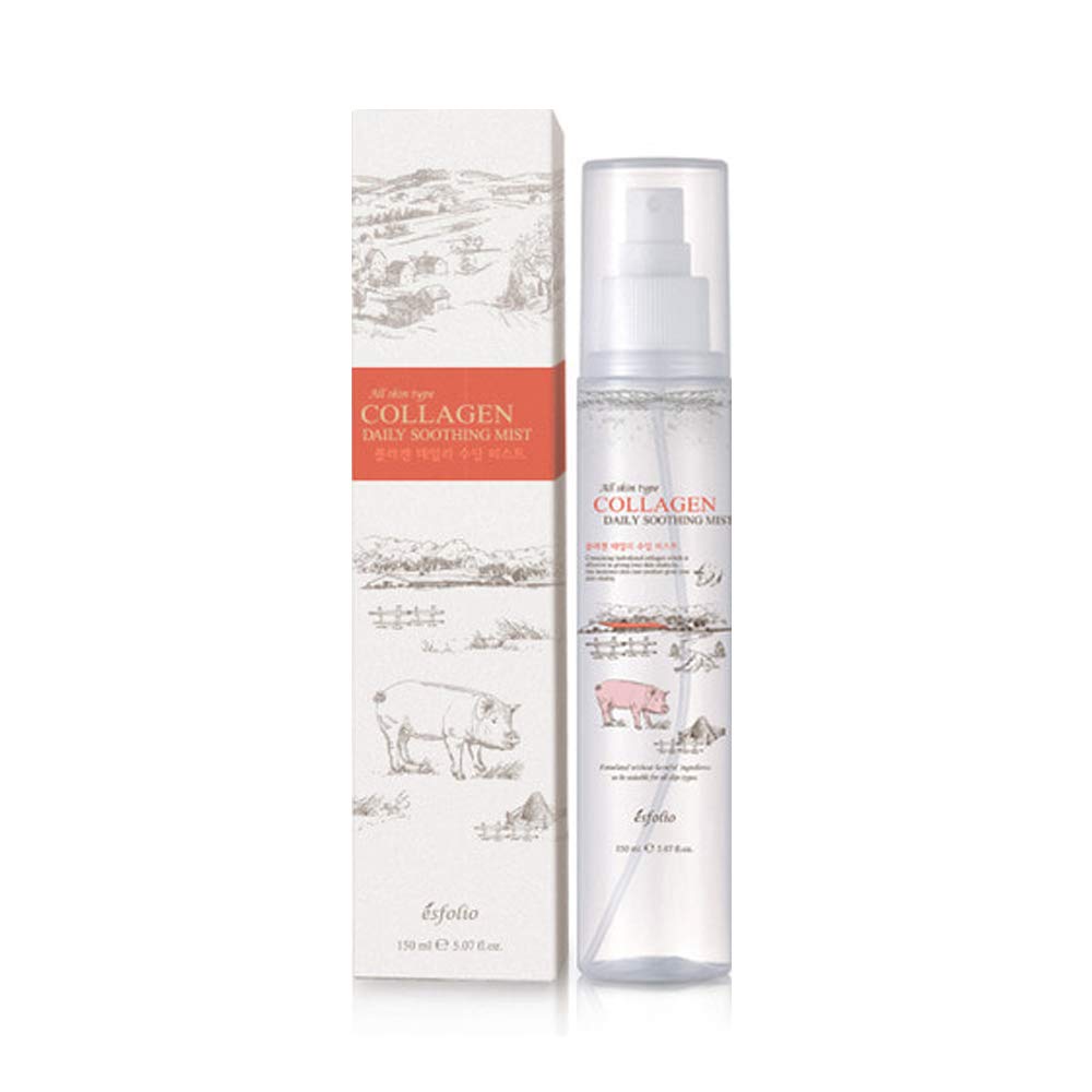 Esfolio Collagen Daily Soothing Mist - Hydrating Facial Spray for Dry & Sensitive Skin | Boosts Elasticity & Softness | Lightweight, Non-Sticky Formula | 150ml (5.07 oz) | Perfect for Travel, Gym & On-the-Go Refreshment