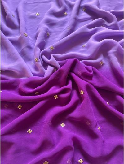 Elegant Violet Dual Tone Chiffon Silk Saree for Women - Lightweight & Breathable Indian Traditional Dress for Weddings, Parties & Festive Occasions